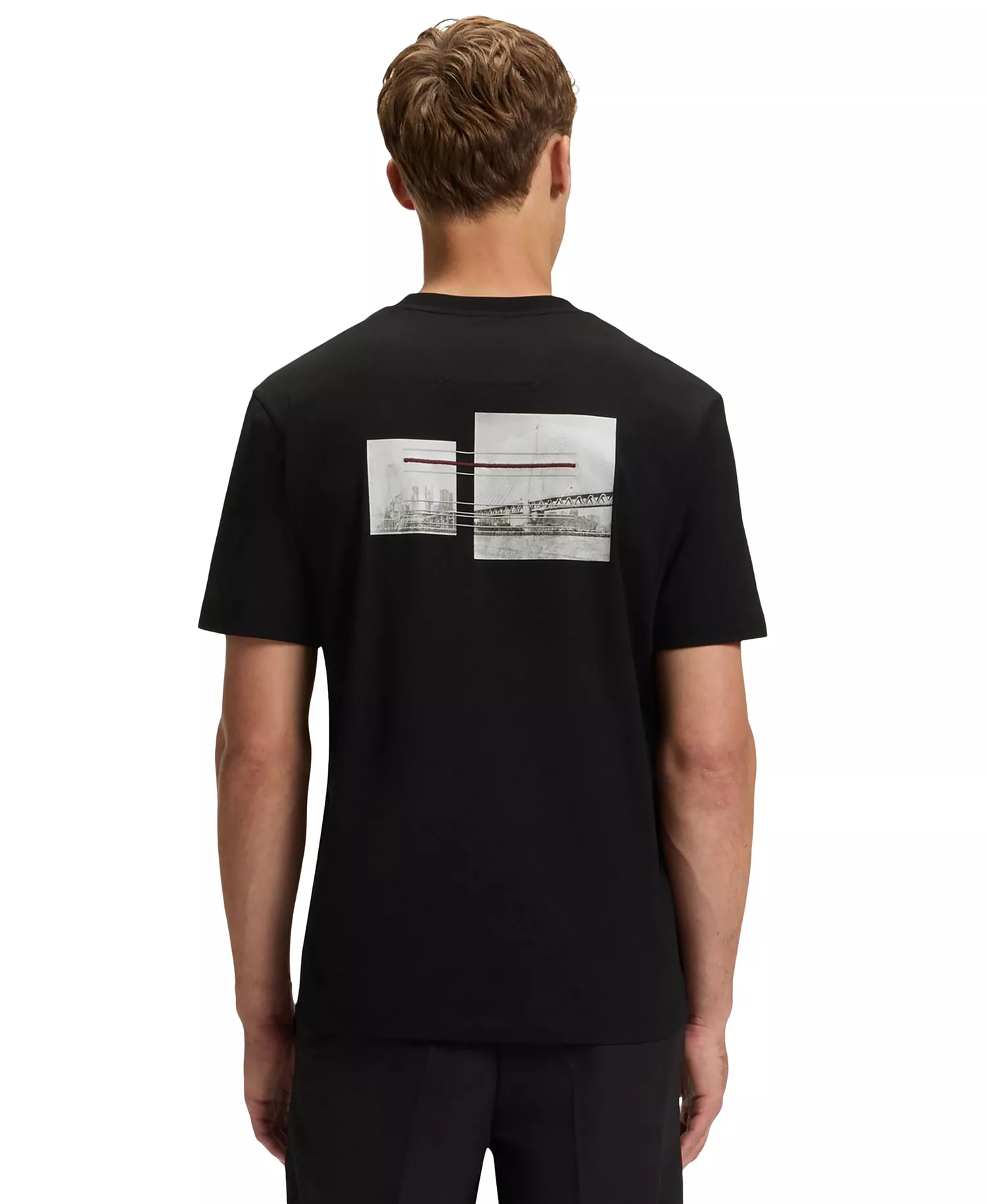 Men's Stretch Cotton Print Relaxed-Fit T-Shirt - Black - XL