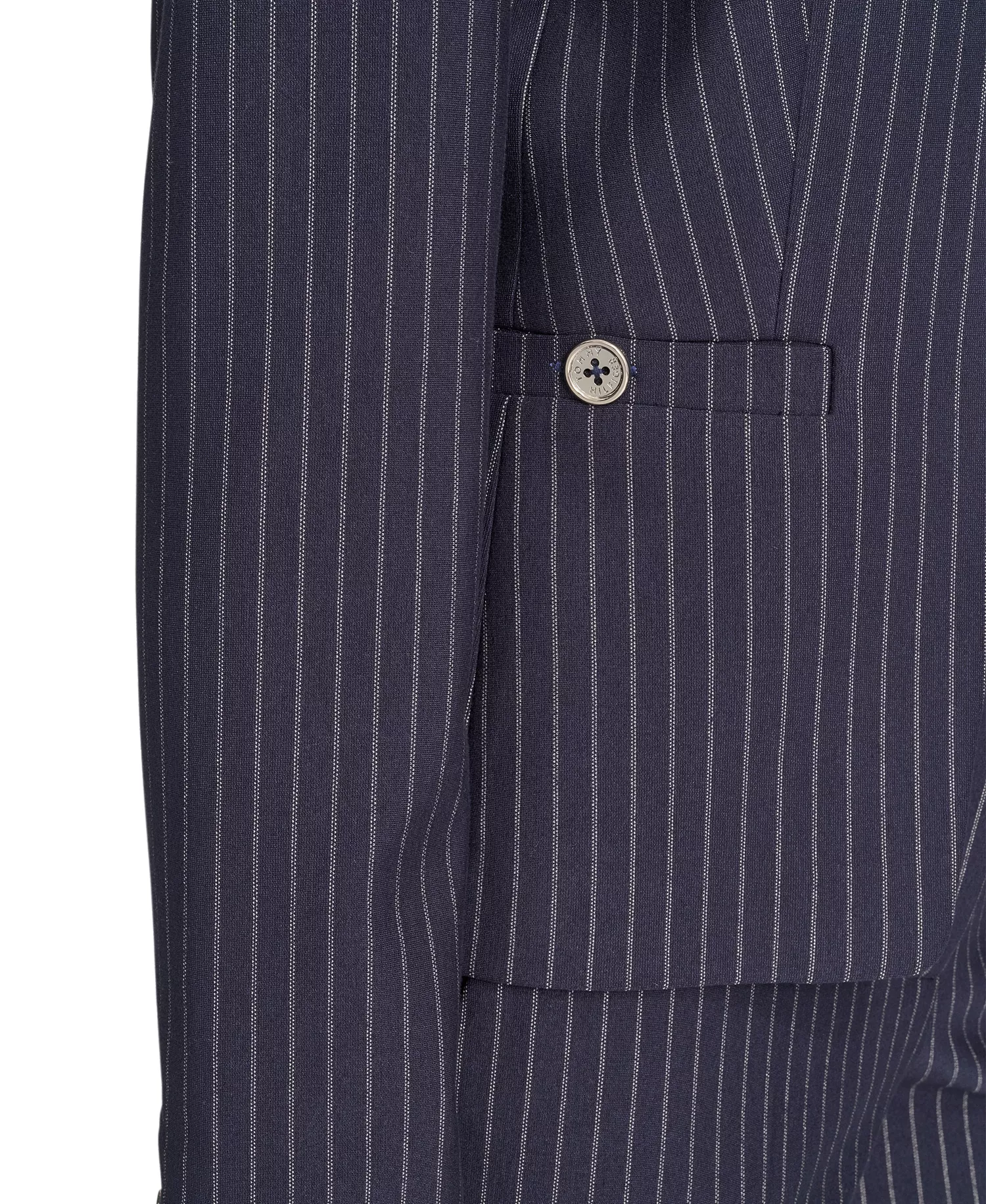 Women's Open Front Jacket, Sutton Pants and Contrast Trim Button Up Blouse - Midnight/ Khaki - 0