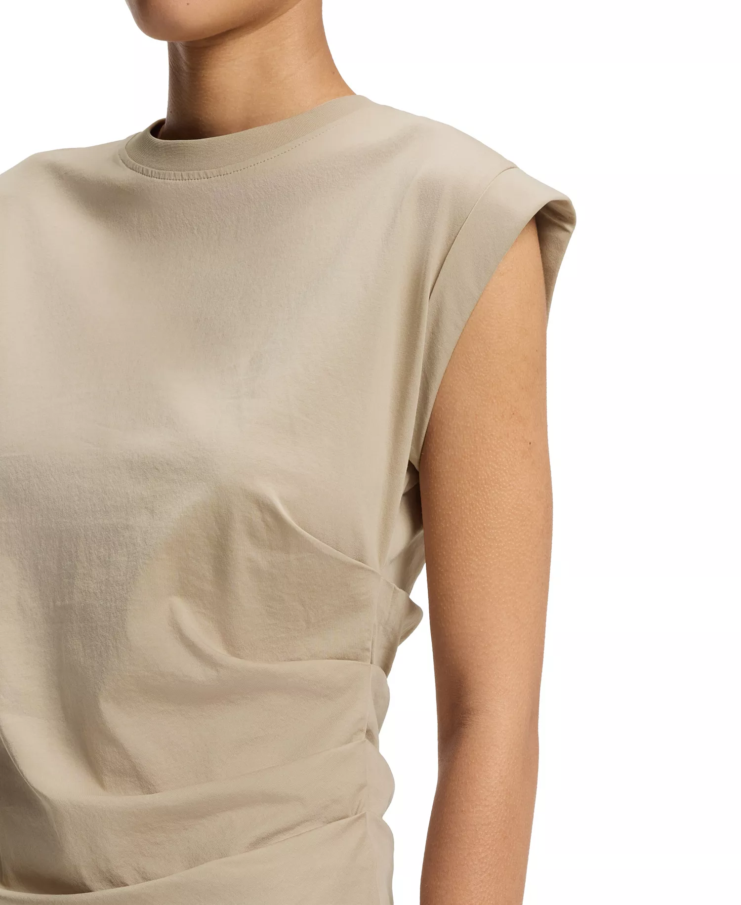 BOSS by Women's Mercerized-Cotton Slim-Fit T-Shirt - Open Beige - L