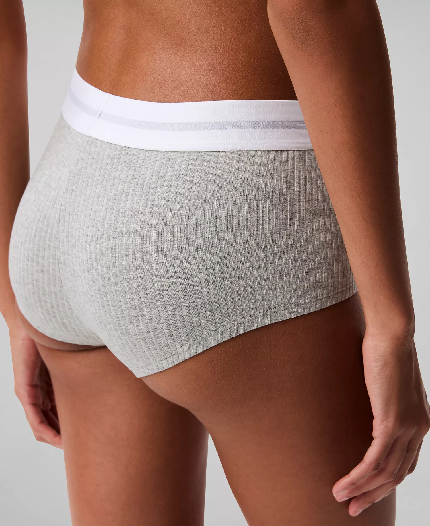 Women's Ribbed Boyshort Underwear QF8024 - Grey Heather - XL