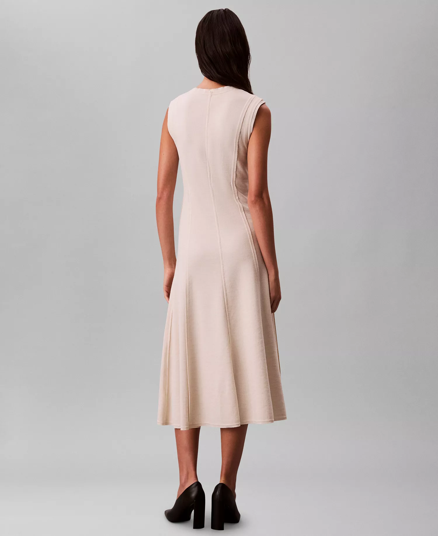 Women's Crewneck Sleeveless Midi Dress - Birch - L