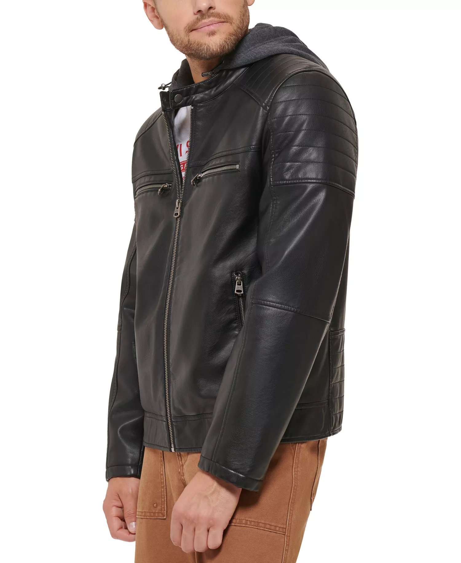 Men's Jersey Hood Racer Jacket  - Black - 2XL