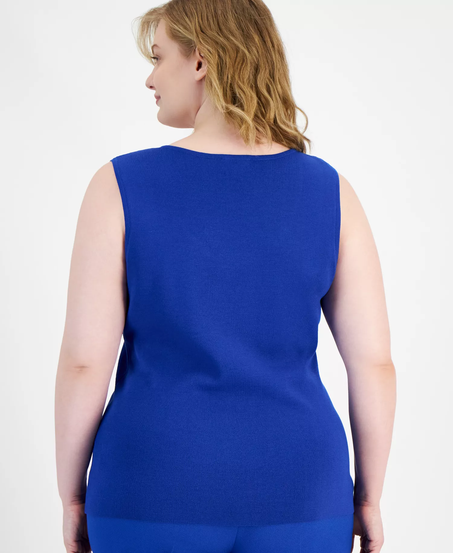 Plus Size Scoop Neck Sleeveless Sweater - New Royal - 3X