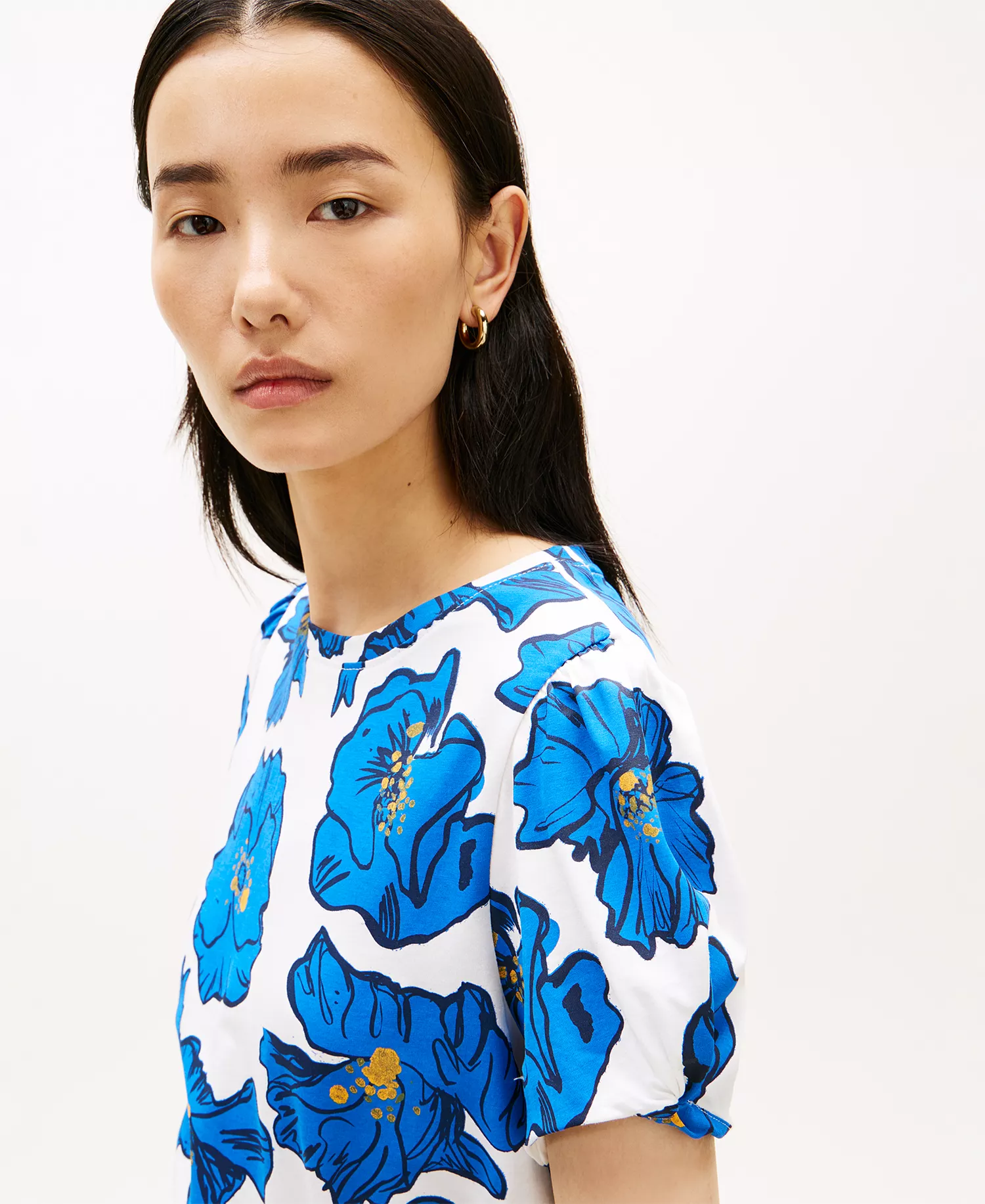 Women's Printed Crewneck Top - Poppy Art Floral - L