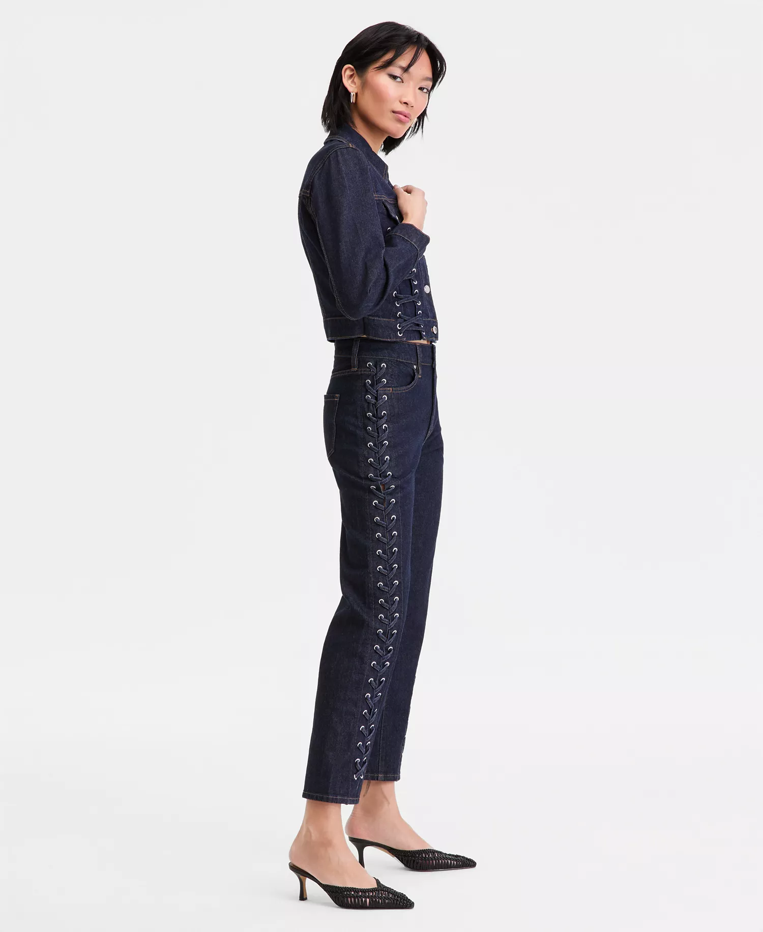 Women's Lace-Up Straight-Leg Jeans, Macy's Exclusive - Hudson Wash - 0