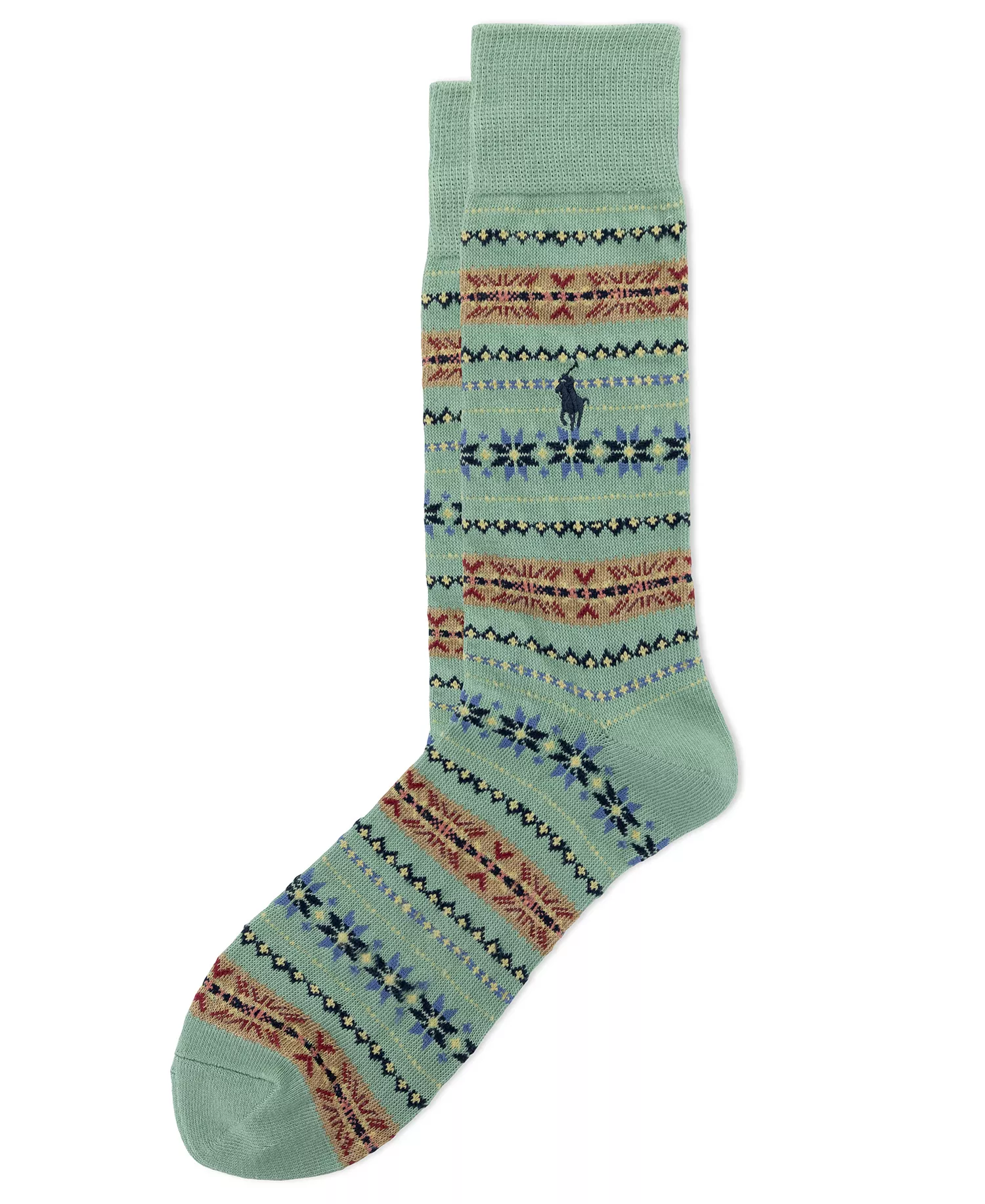 Men's Hyde Park Fair Isle Detail Socks - Lightt Green - 10-13