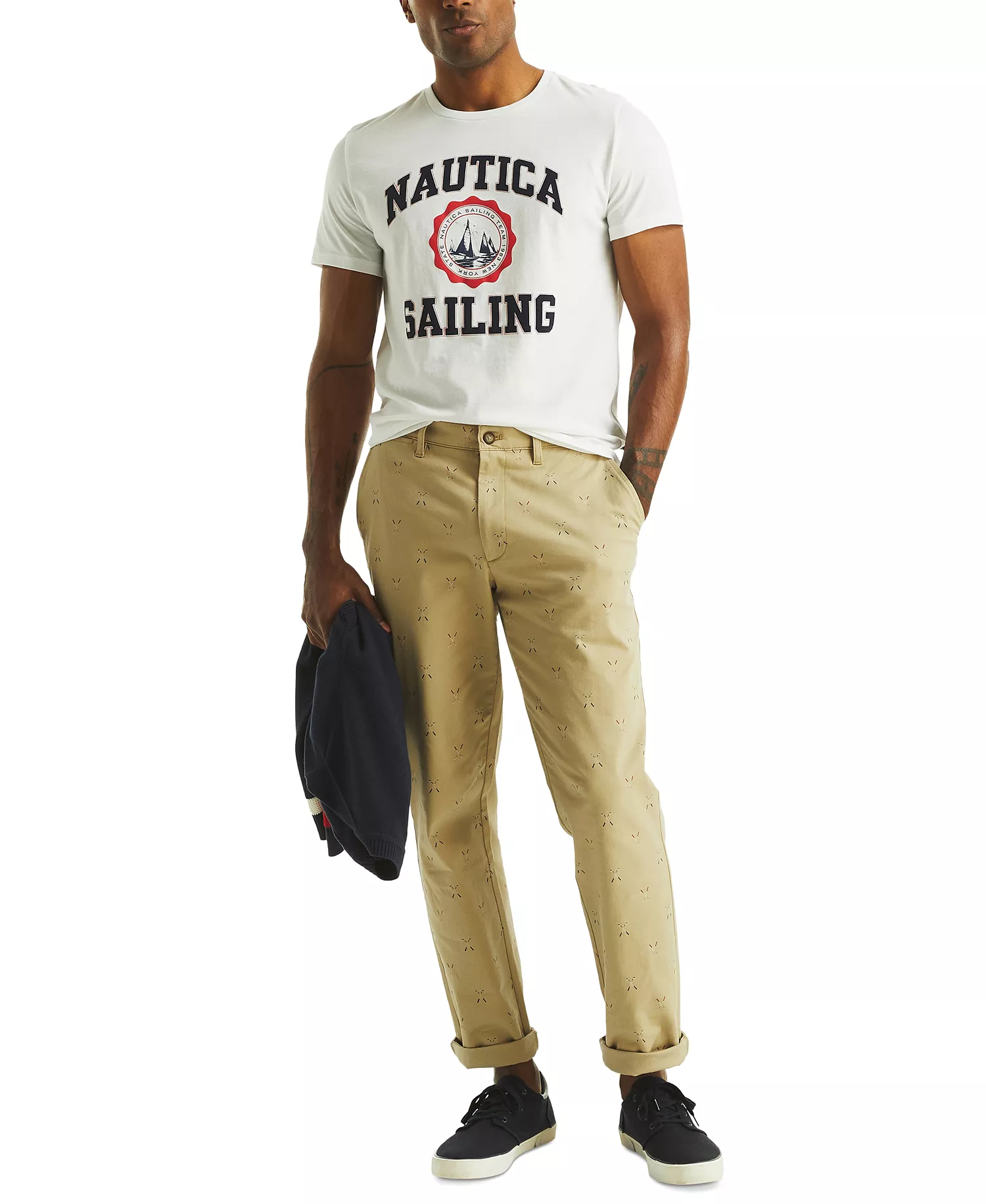 Men's Classic-Fit Sailing Logo Graphic T-Shirt - Bright White - 2XL