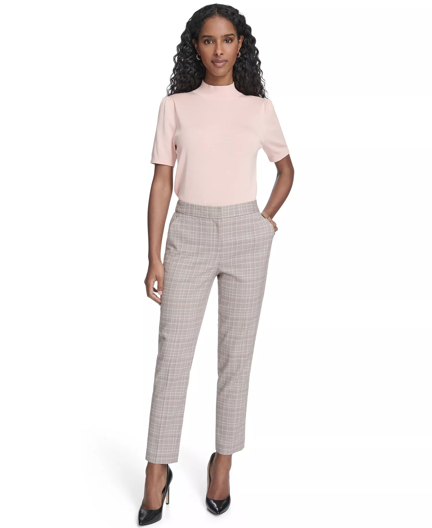 Women's Plaid Sloane Ankle Pants - Pale Pink Multi - 0