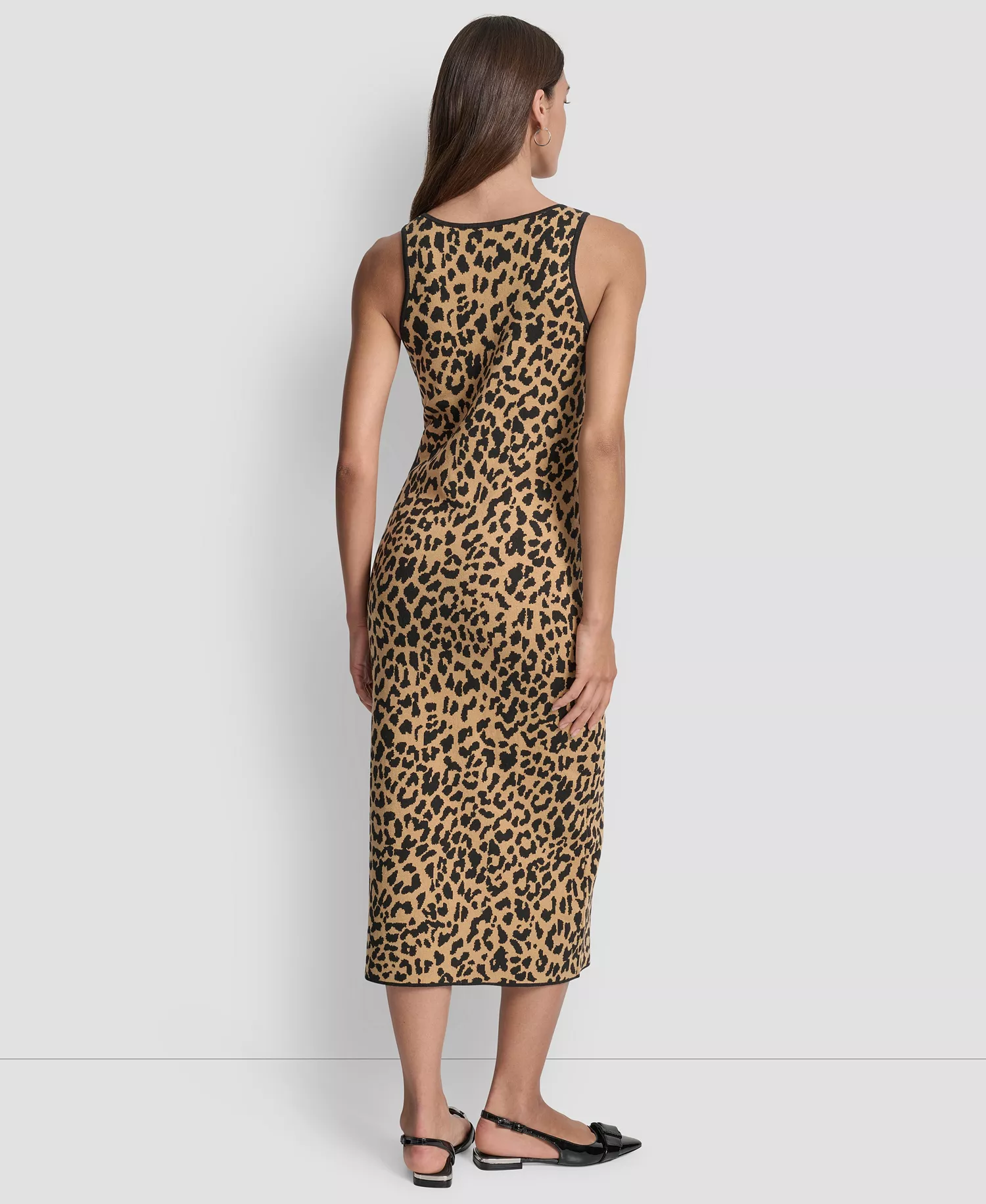 Women's Cheetah Jacquard Bodycon Sweater Dress - Whsky/Black - XS