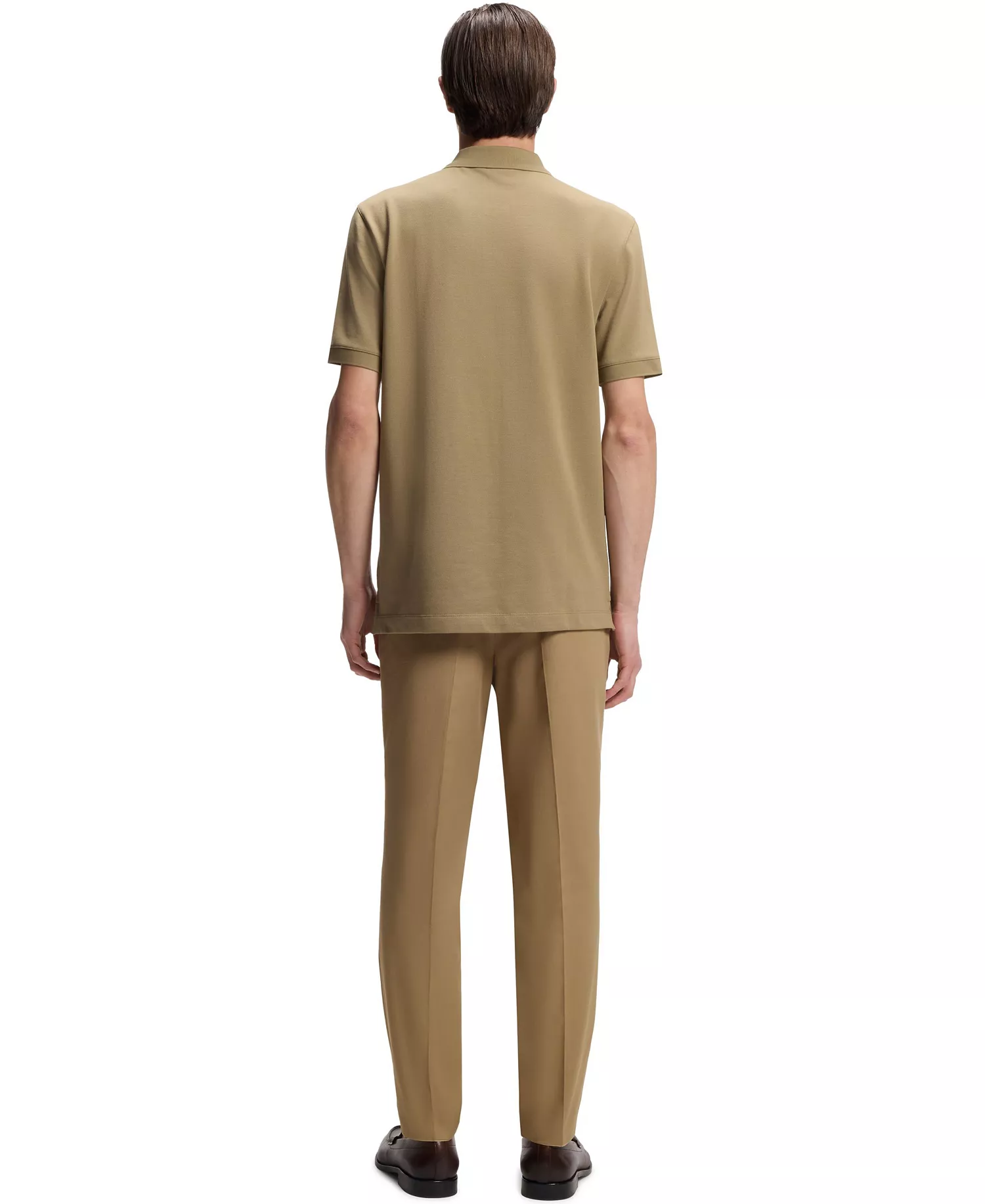 Men's Cotton Piqué Embroidered Logo Pallas Polo Shirt - Dark Beige - 2XL