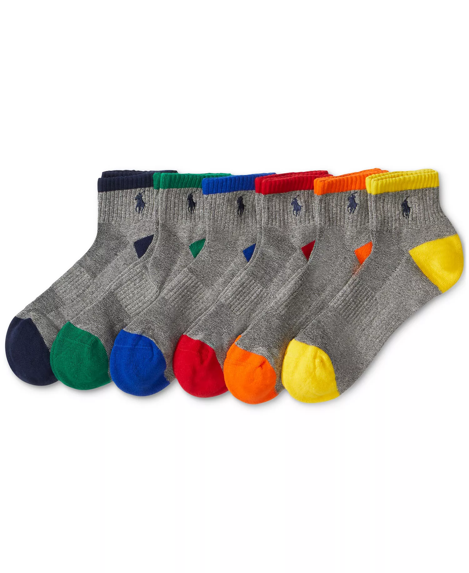 Men's 6-Pk. Performance Tipped Color Heel Toe Quarter Socks - Asst - 10-13