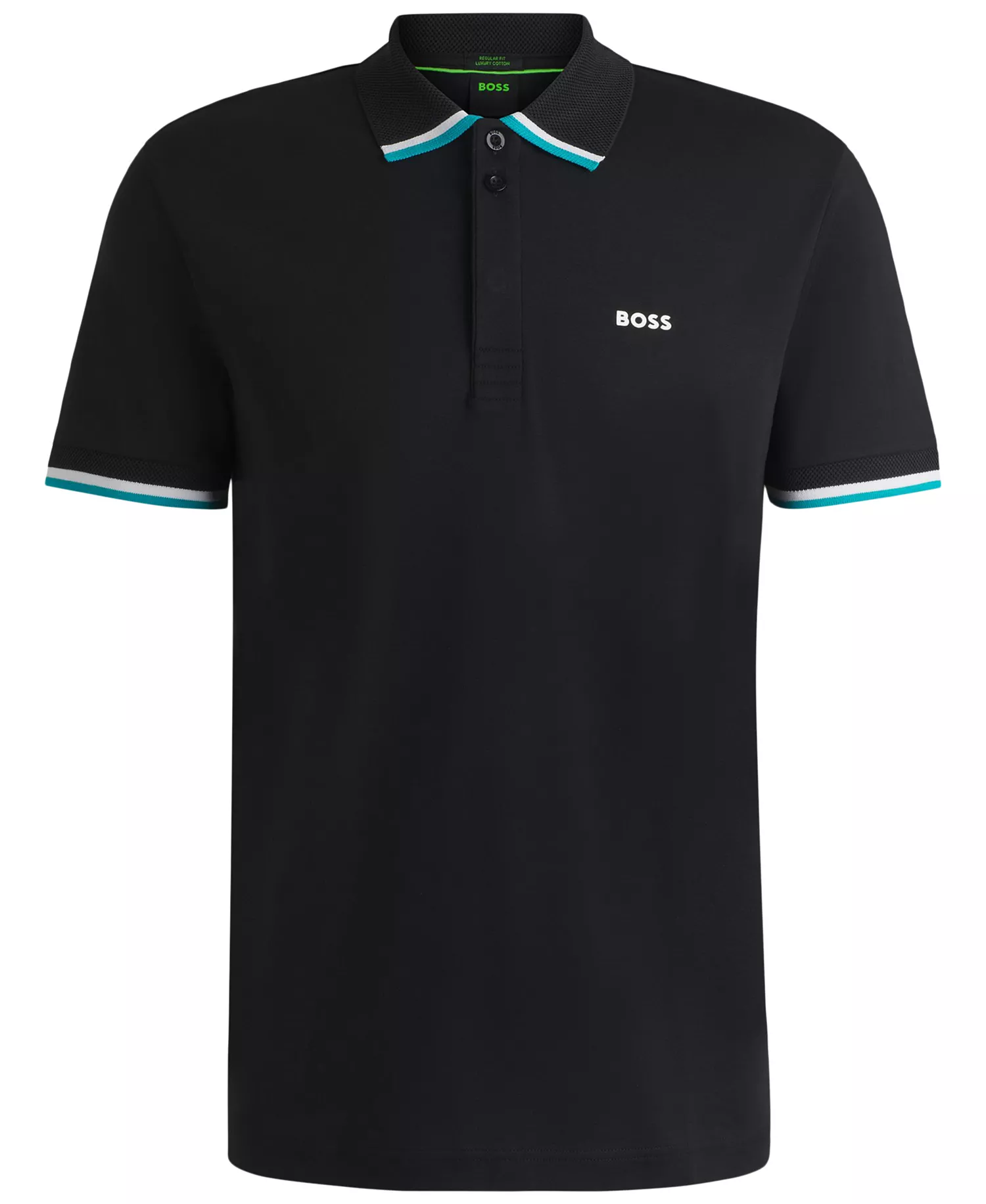 Men's Cotton Knit Regular-Fit Paddy Polo Shirt - Black - S