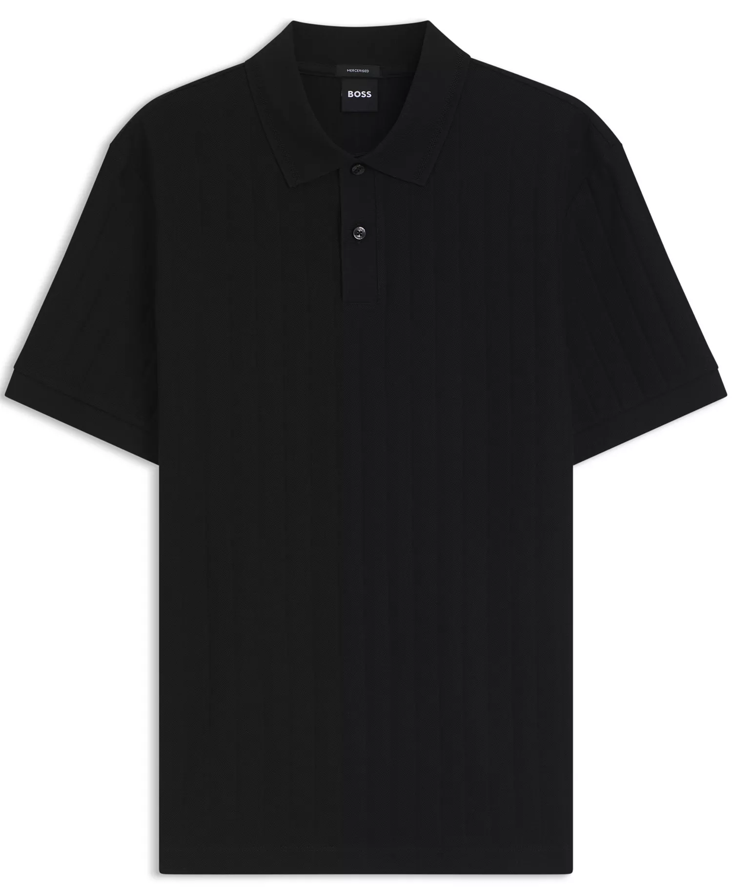 Men's Mercerized-Cotton Vertical Stripes Polo Shirt - Black - 2XL