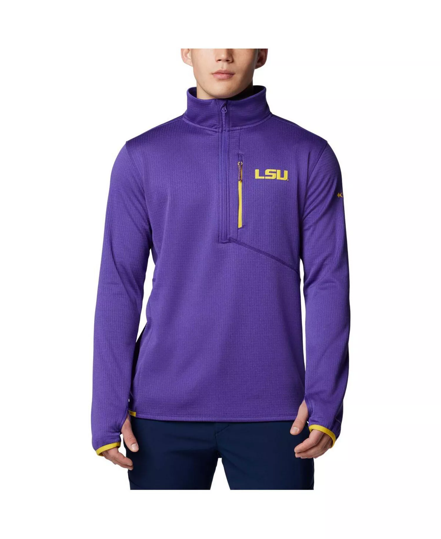 Men's Purple LSU Tigers Park View Grid Fleece Omni-Wick Half-Zip Jacket - Purple - L