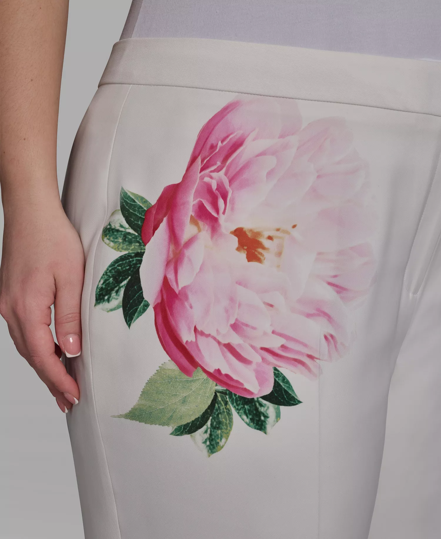 Plus Size Placed Floral Wide-Leg Pants - Soft White - 14W