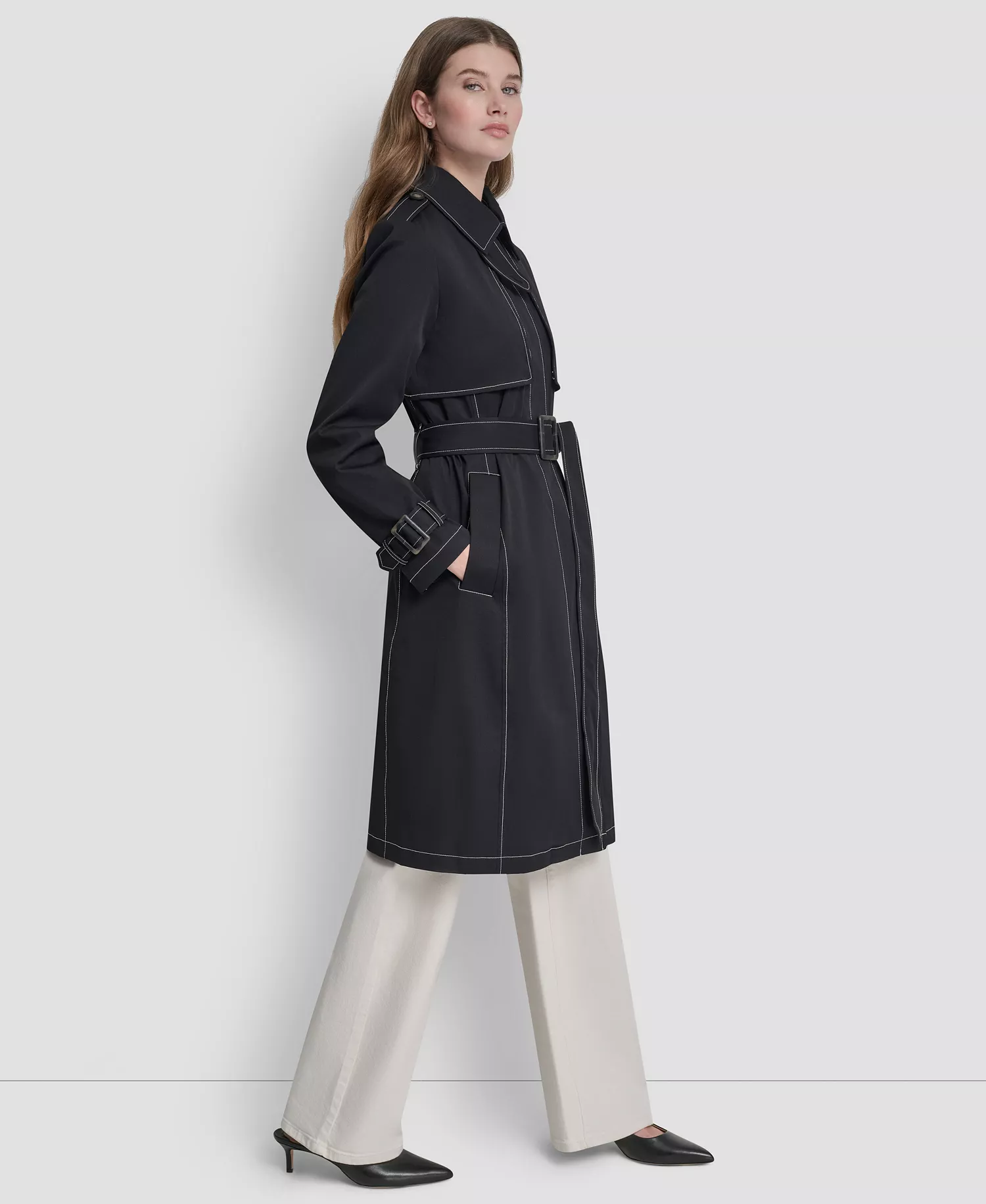 Petite Utility Rain Coat - Black - P/L