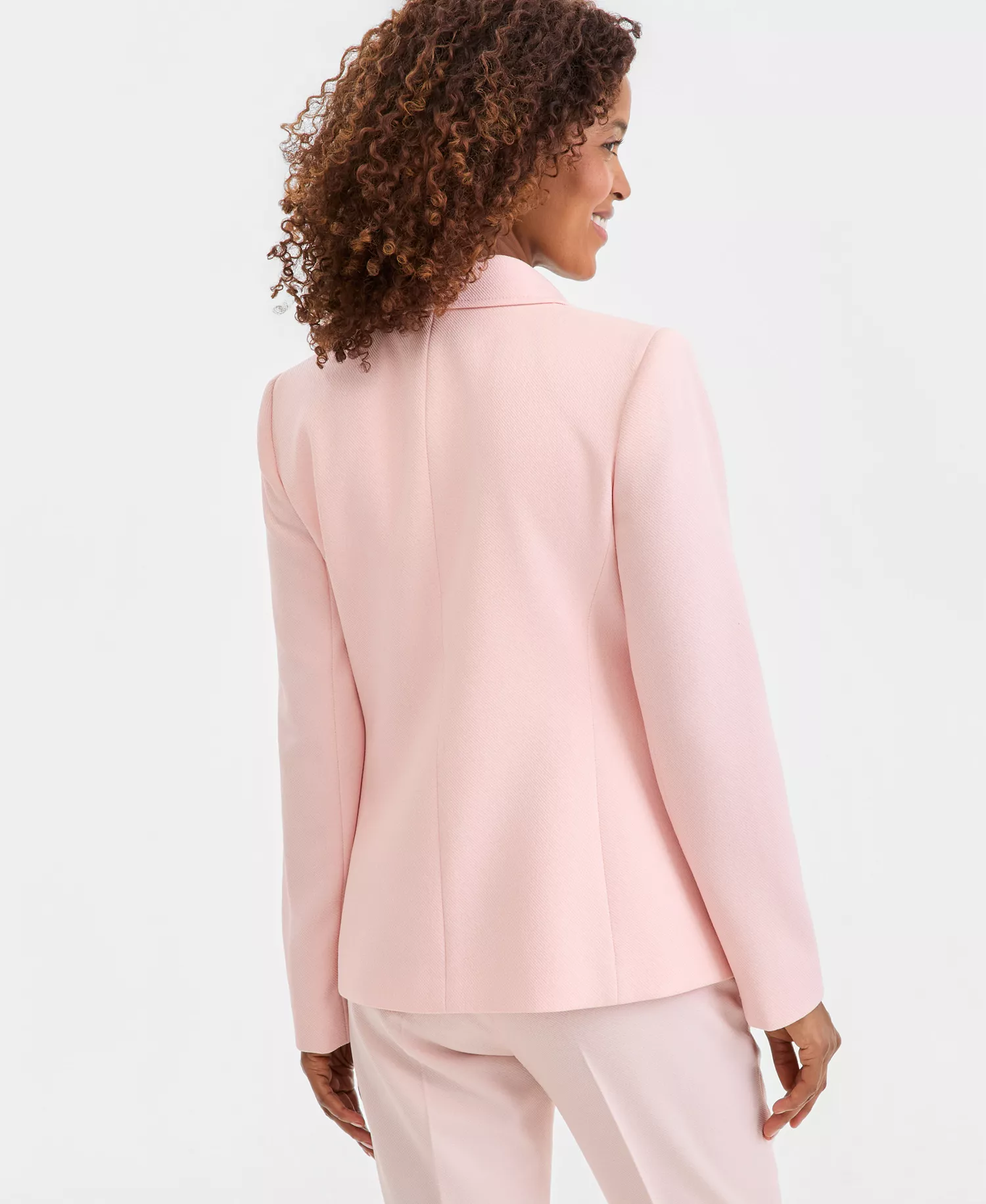 Women's Twill One-Button Peak-Lapel Blazer - Slipper Pink - 10