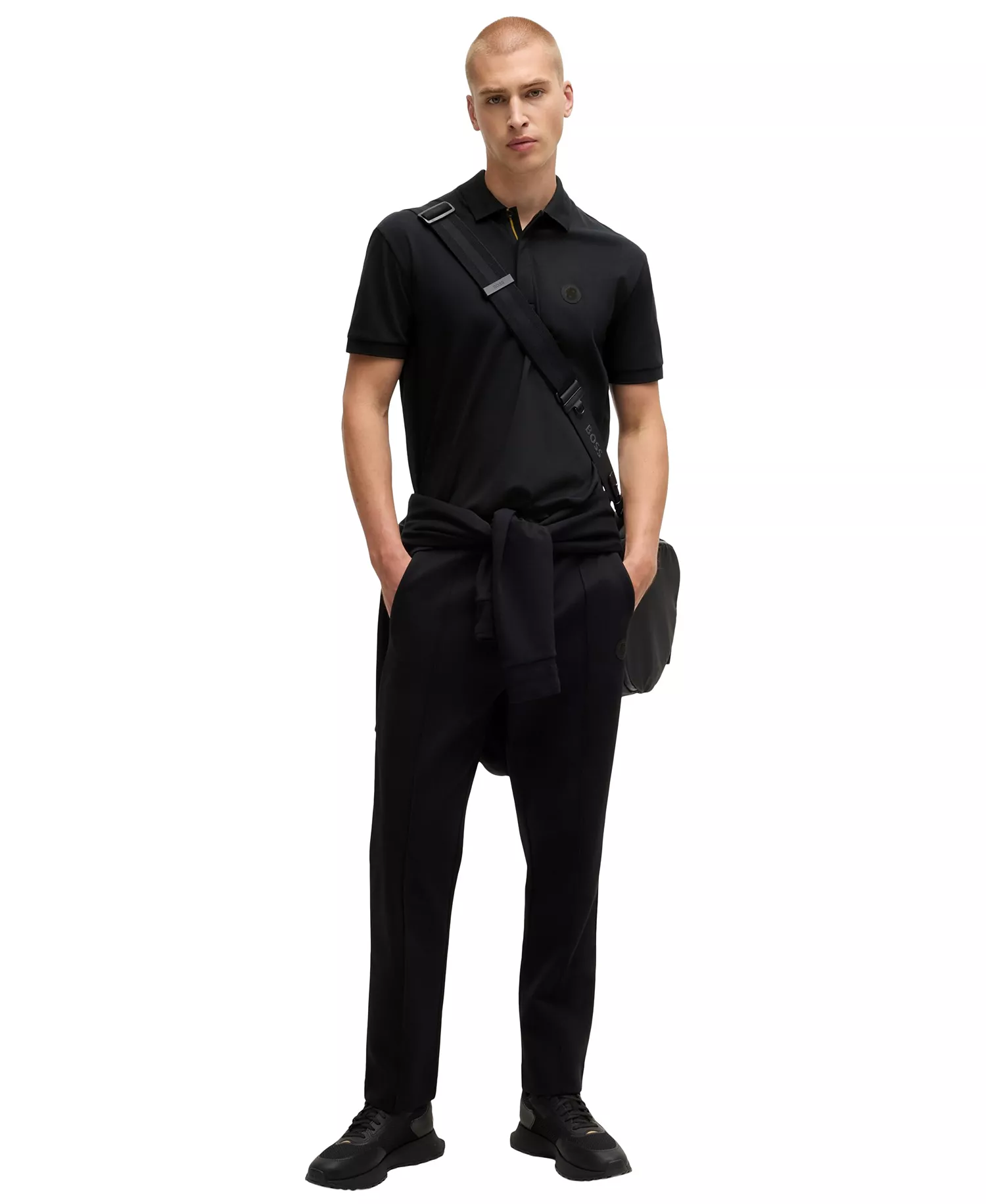 Men's Cotton Paddy Polo Shirt - Black - L