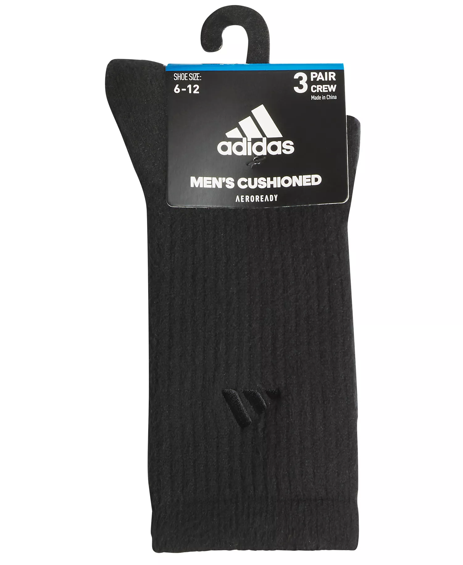 Men's Cushioned Comfort Crew Socks, 3-Pack - Black/White/Onix gray - 6-12