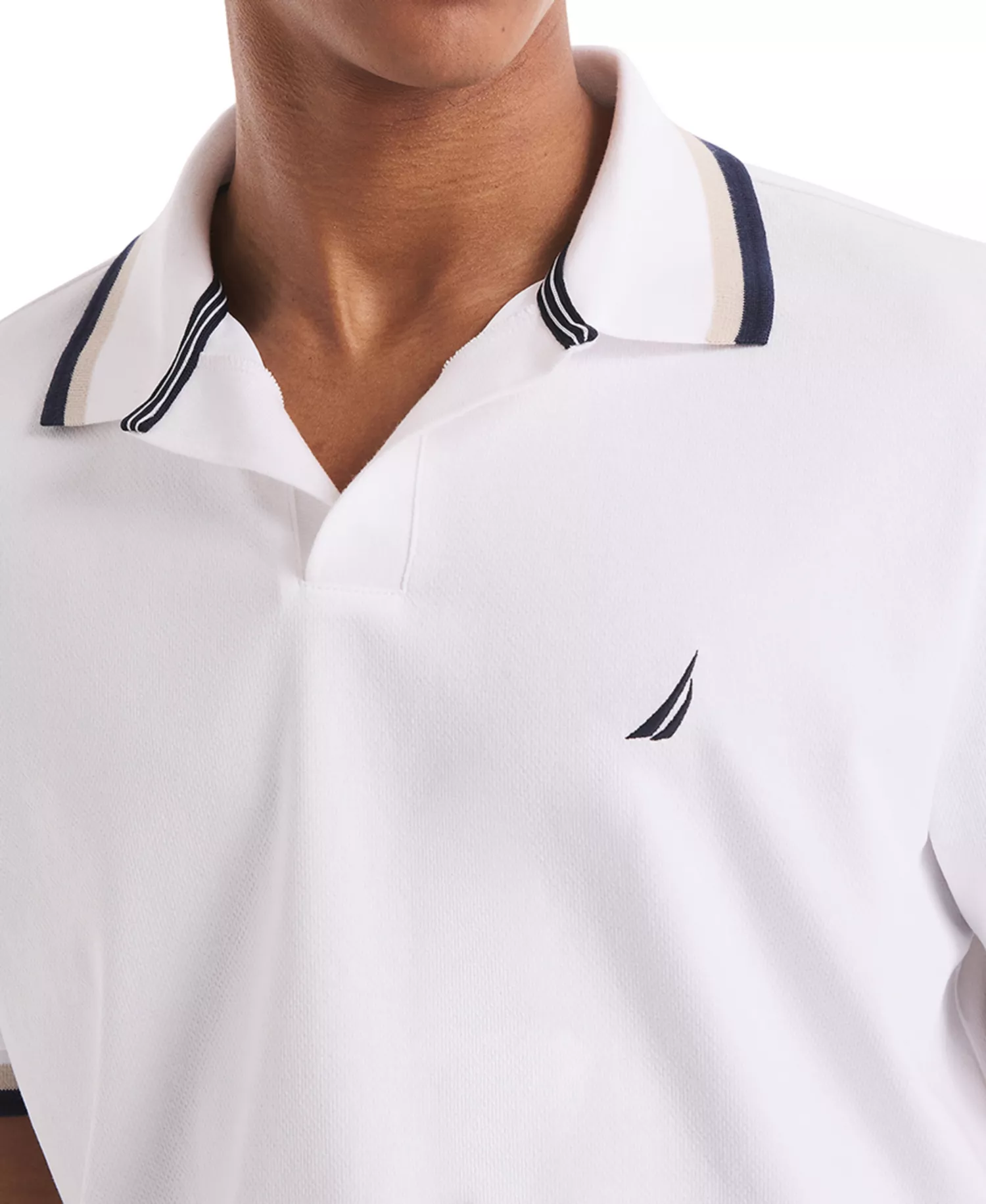 Men's Classic-Fit Johnny Collar Tipped Polo Shirt - Bright White - 2XL