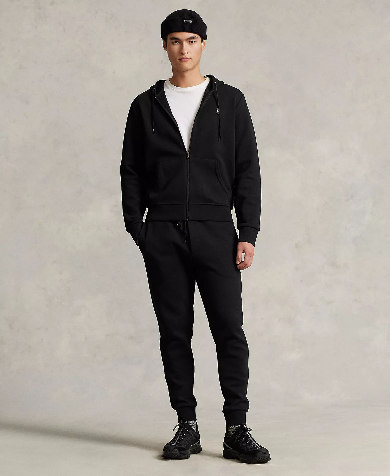 Men's Double-Knit Full-Zip Hoodie - Black - 2XL