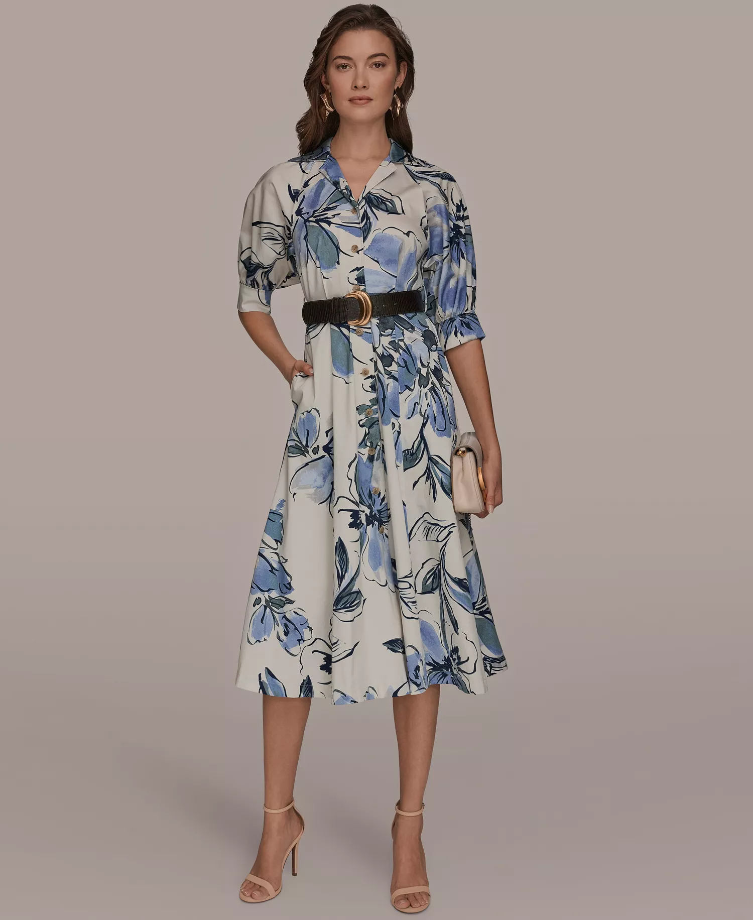 Women's Spread Collar Floral Midi Shirt Dress - Tempest Multi - 10