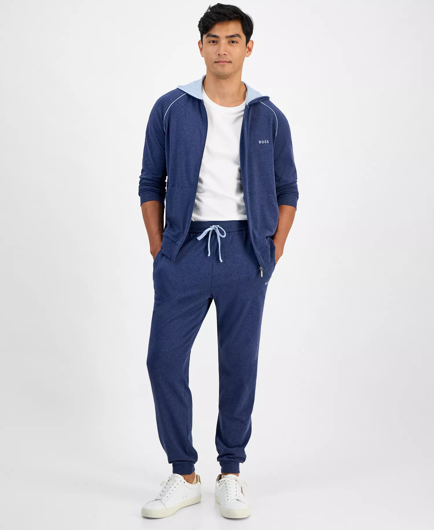 Men's Mix and Match Logo Full-Zip Hoodie - Blue - L