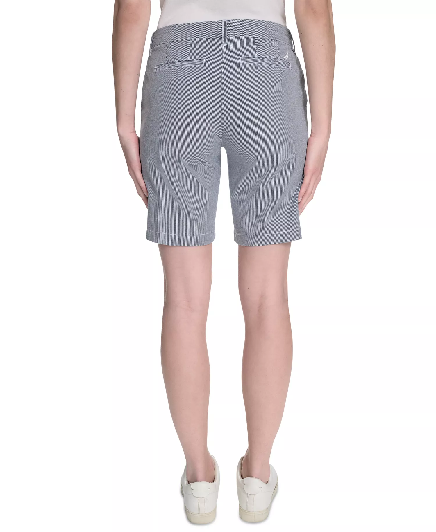 Women's Striped Riviera Mid-Rise Shorts - Blue/white - 10