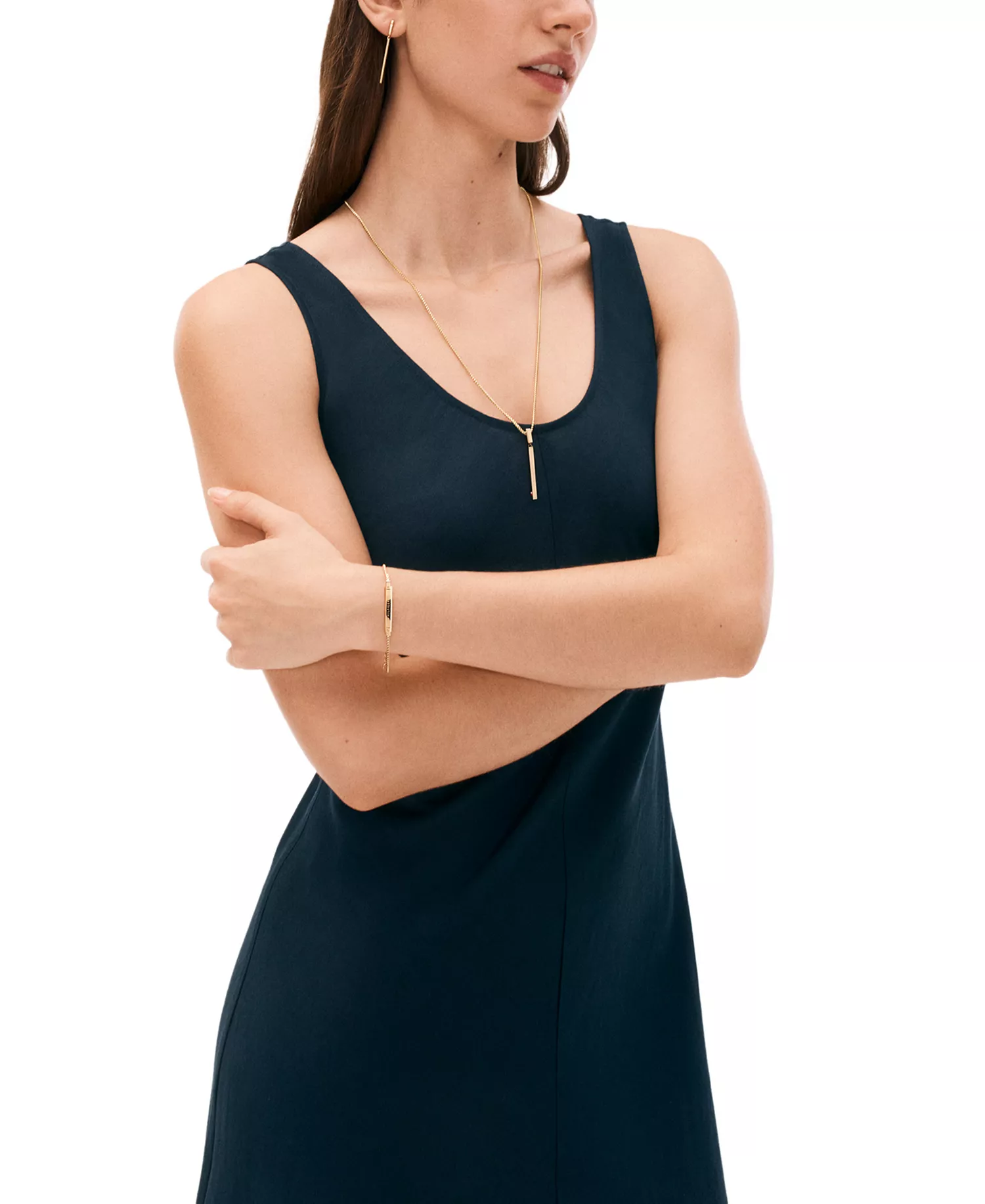 Linear Logo Bar Drop Earrings - Gold - ONE SIZE