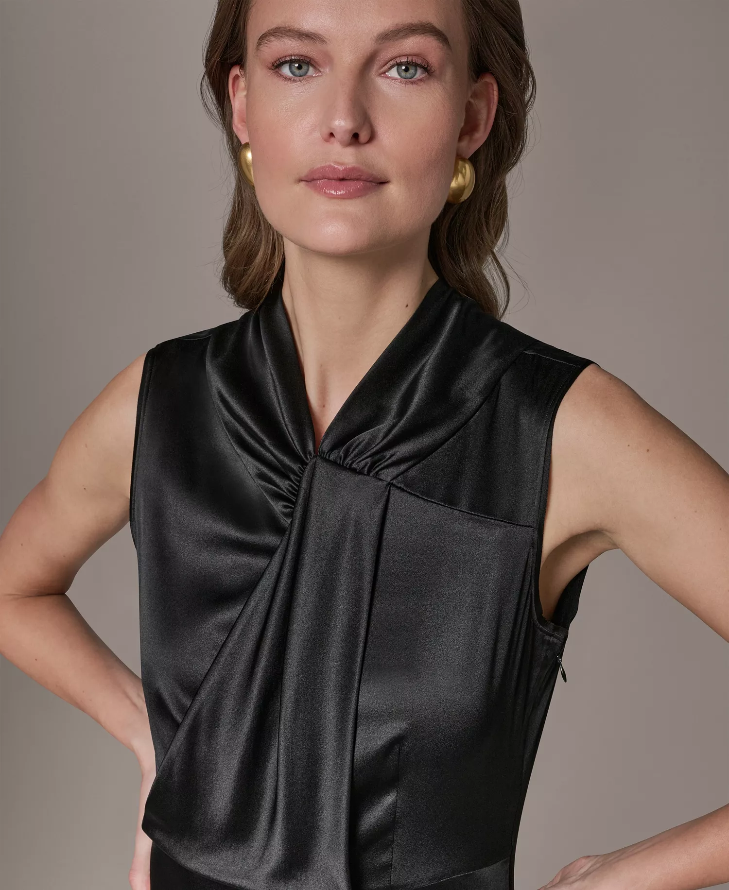 Women's Mock Neck A-Line Dress - Snow Petal - 10