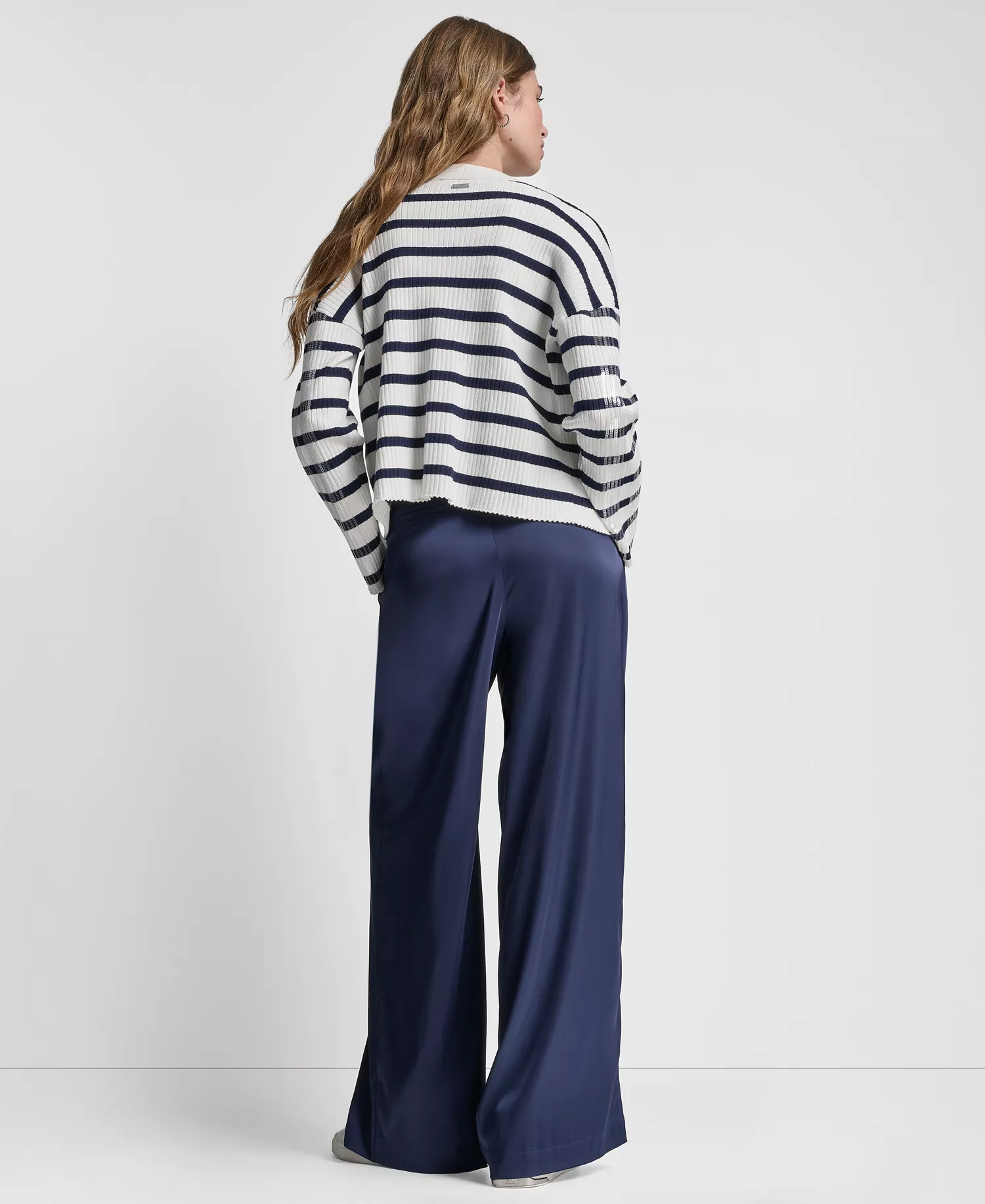 Women's High-Rise Pleated Wide Leg Trousers - Peacoat - 0