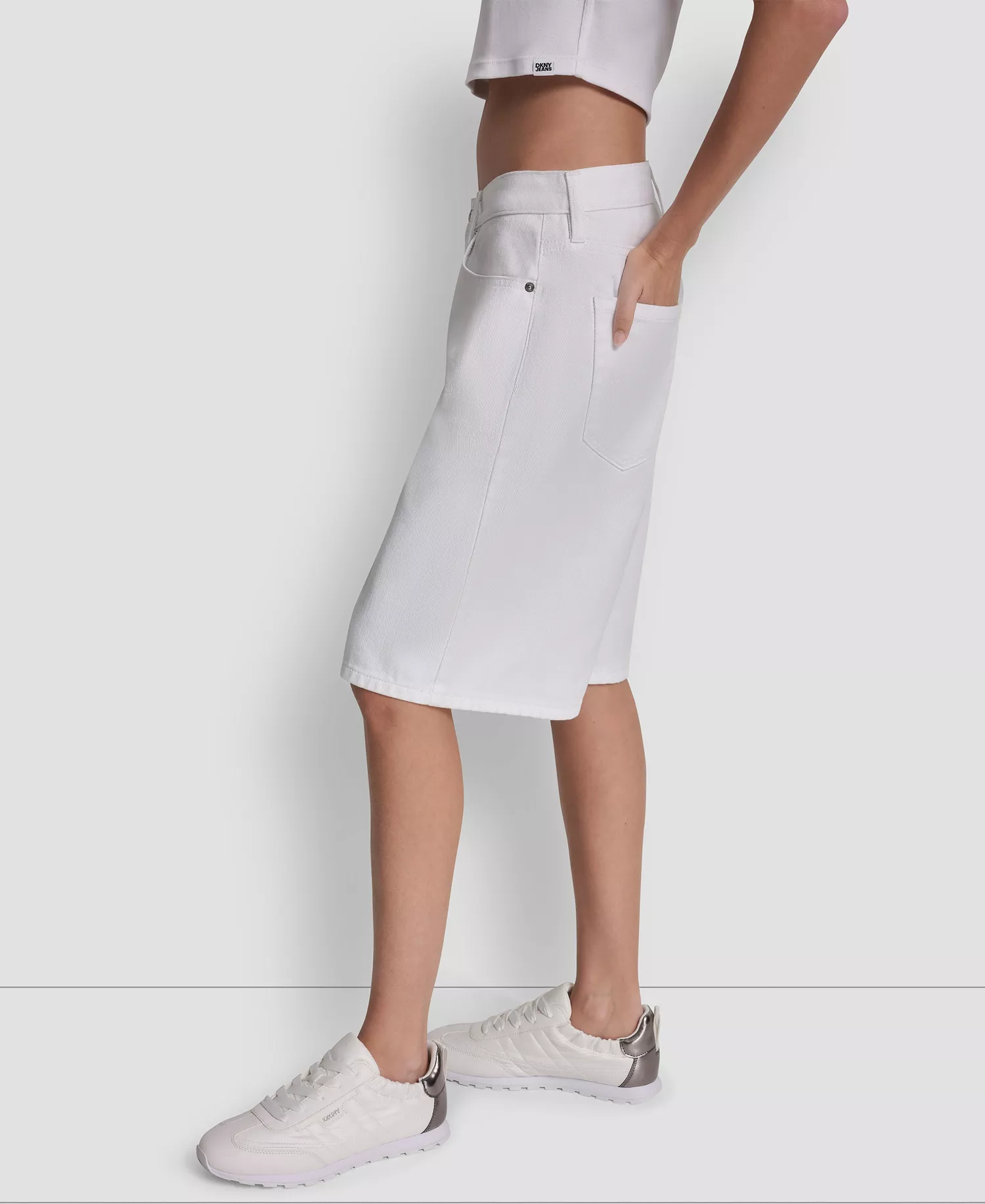 Women's Mid Rise Denim Bermuda Shorts - White - 24