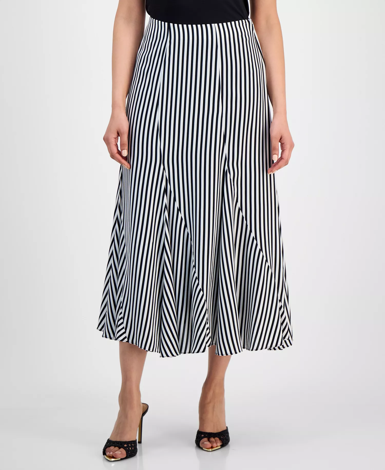 Petite Striped Midi Skirt, Macy's Exclusive - Nyra Stripe - P/L