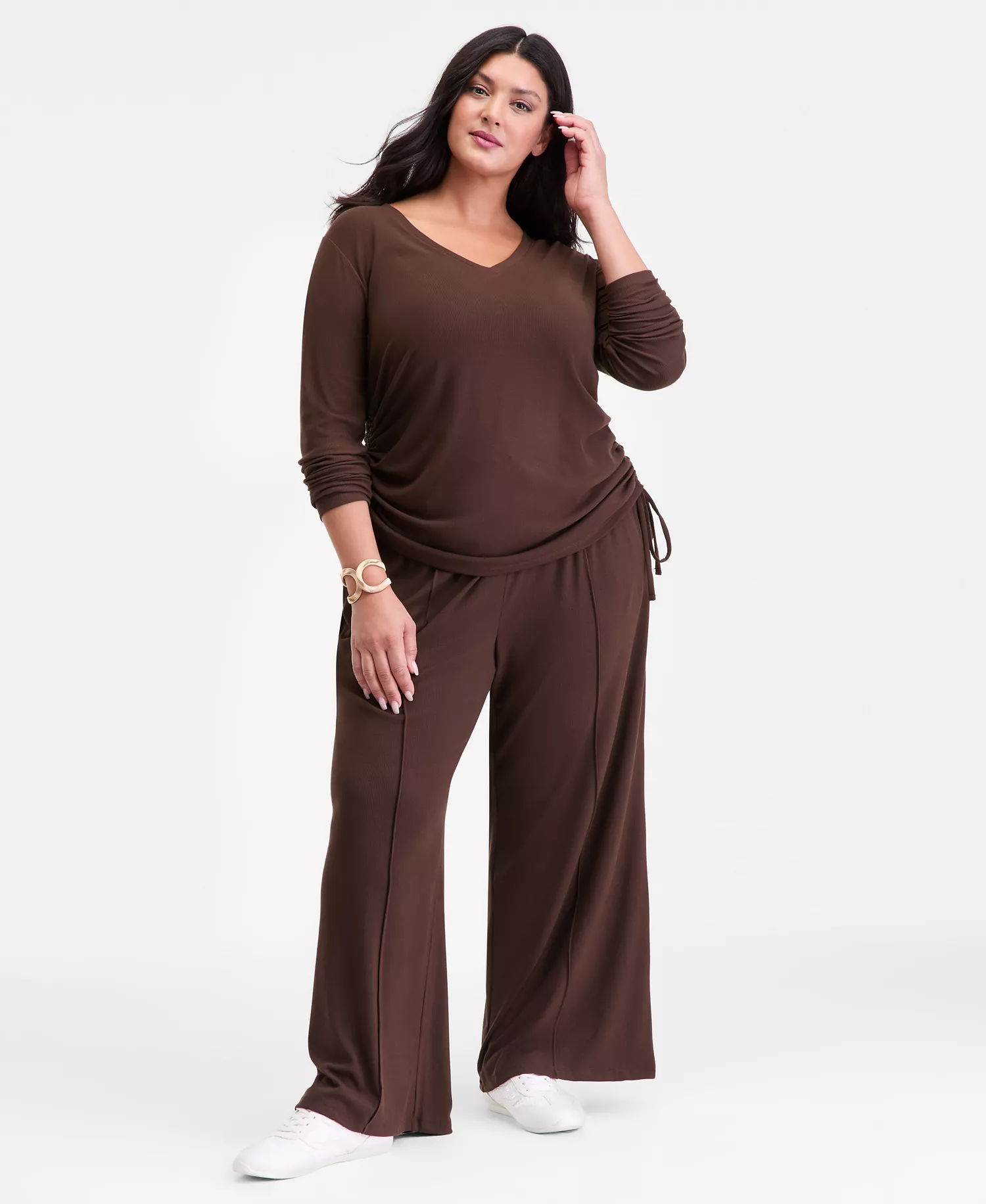Plus Size Side-Shirred Top, Macy's Exclusive  - Coco Oak - 1X