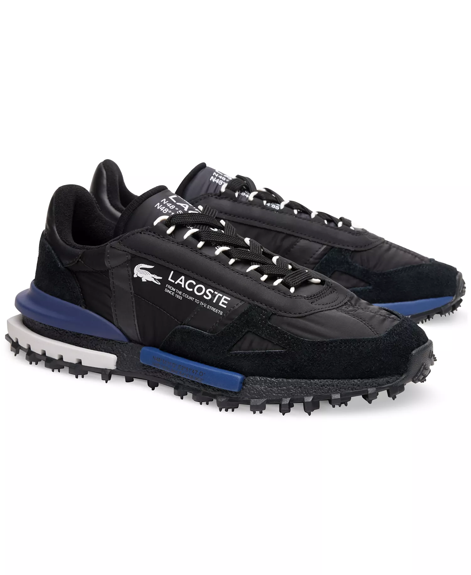 Men's Lacoste Elite Active Textile Sneakers - Black/Navy - 10.5M