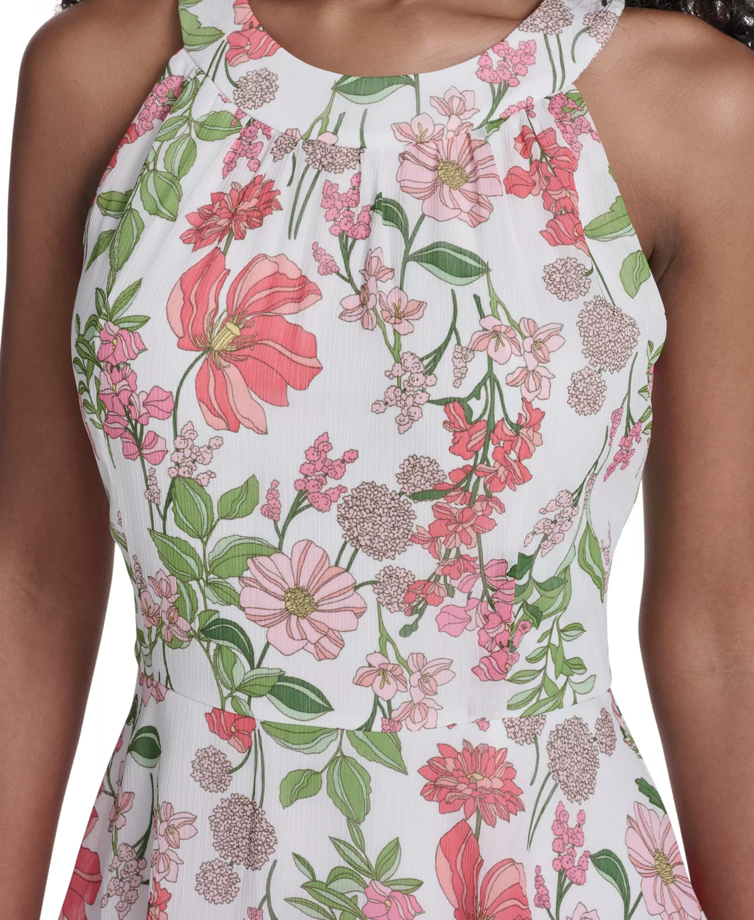 Petite Halter Neck Tiered Maxi Dress - Sherbet Multi - 0P