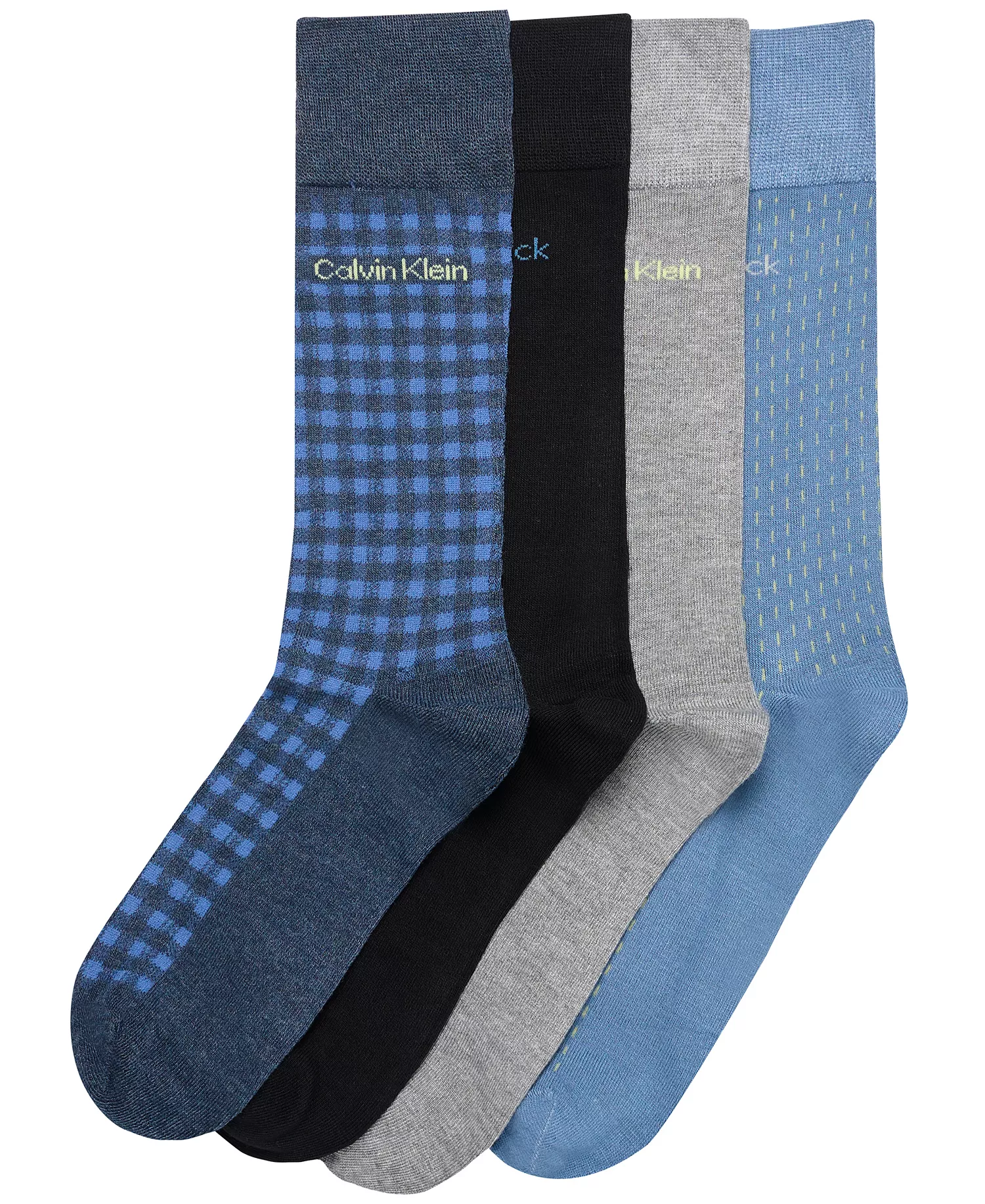 Men's 4-Pack Dress Crew Socks - Blue Multi - ONE SIZE