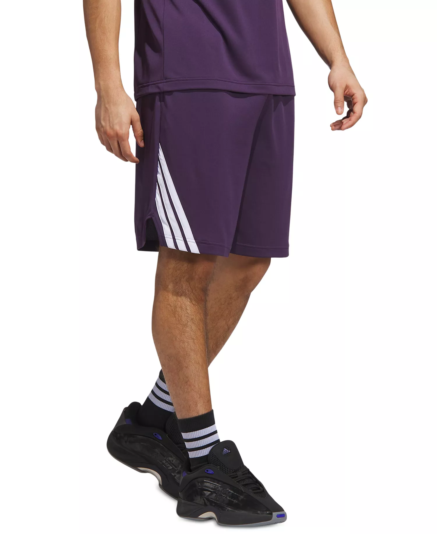 Men's Three-Stripes Legends Basketball 9" Shorts - Aurora Plum/White - 2XL