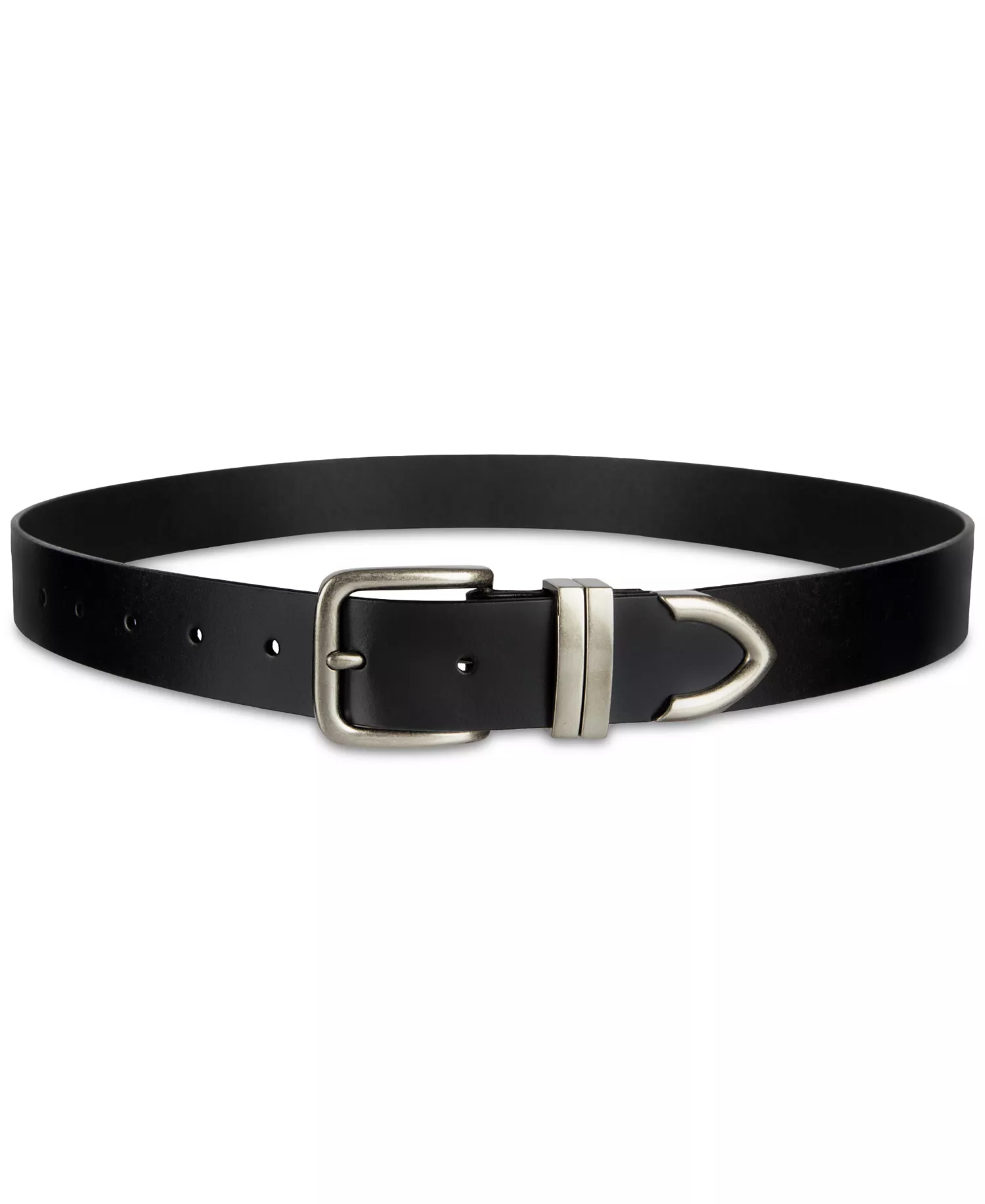 Casual Western Leather Belt - Black - L
