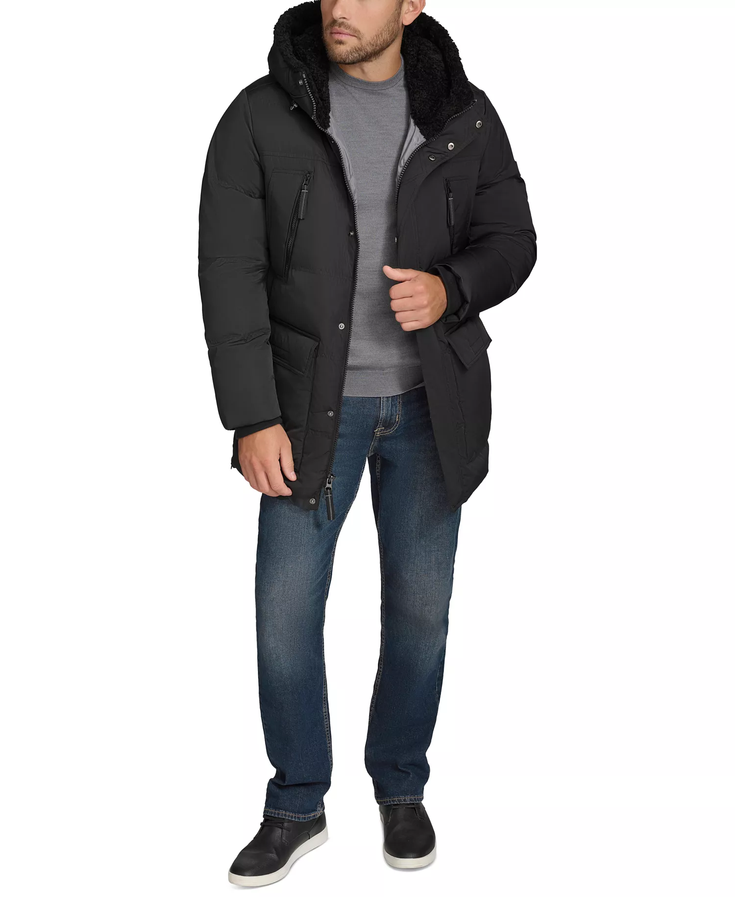 Men's Mackay Faux-Fur Parka Jacket - Black - L