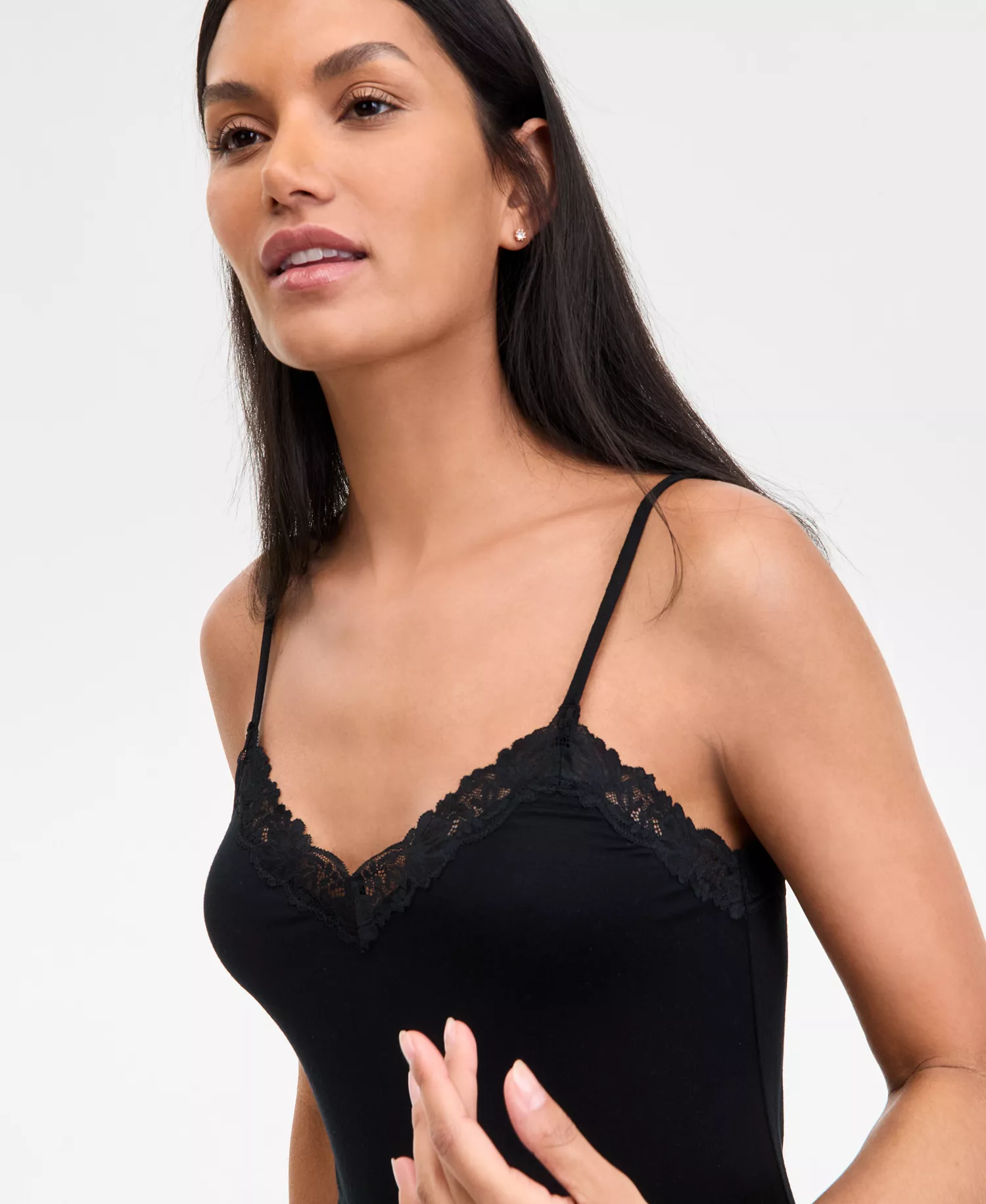 Women's Lace-Trim Knit Nightgown, Exclusively at Macy's - Deep Black - L