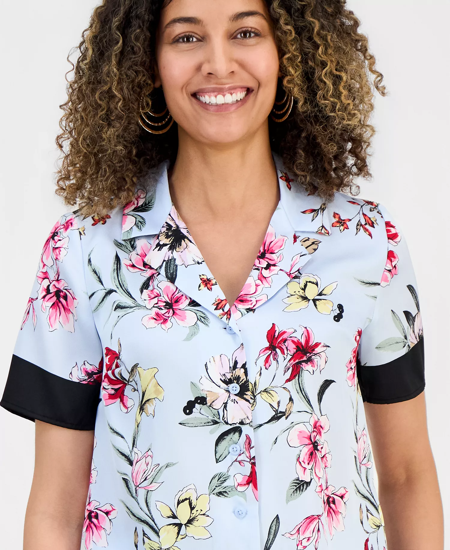 Petite Colorblocked Shirt, Macy's Exclusive - Dara Blooms - P/L