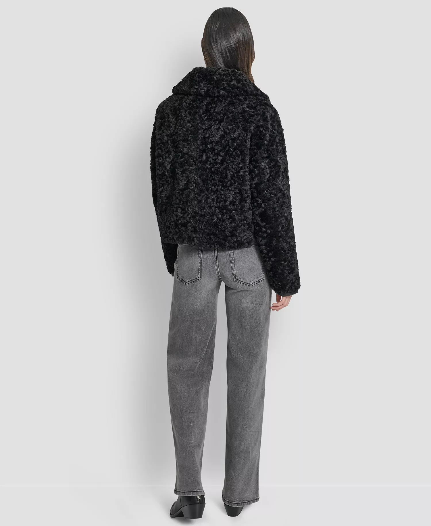 Women's Collared Zip Up Jacket - Black - L