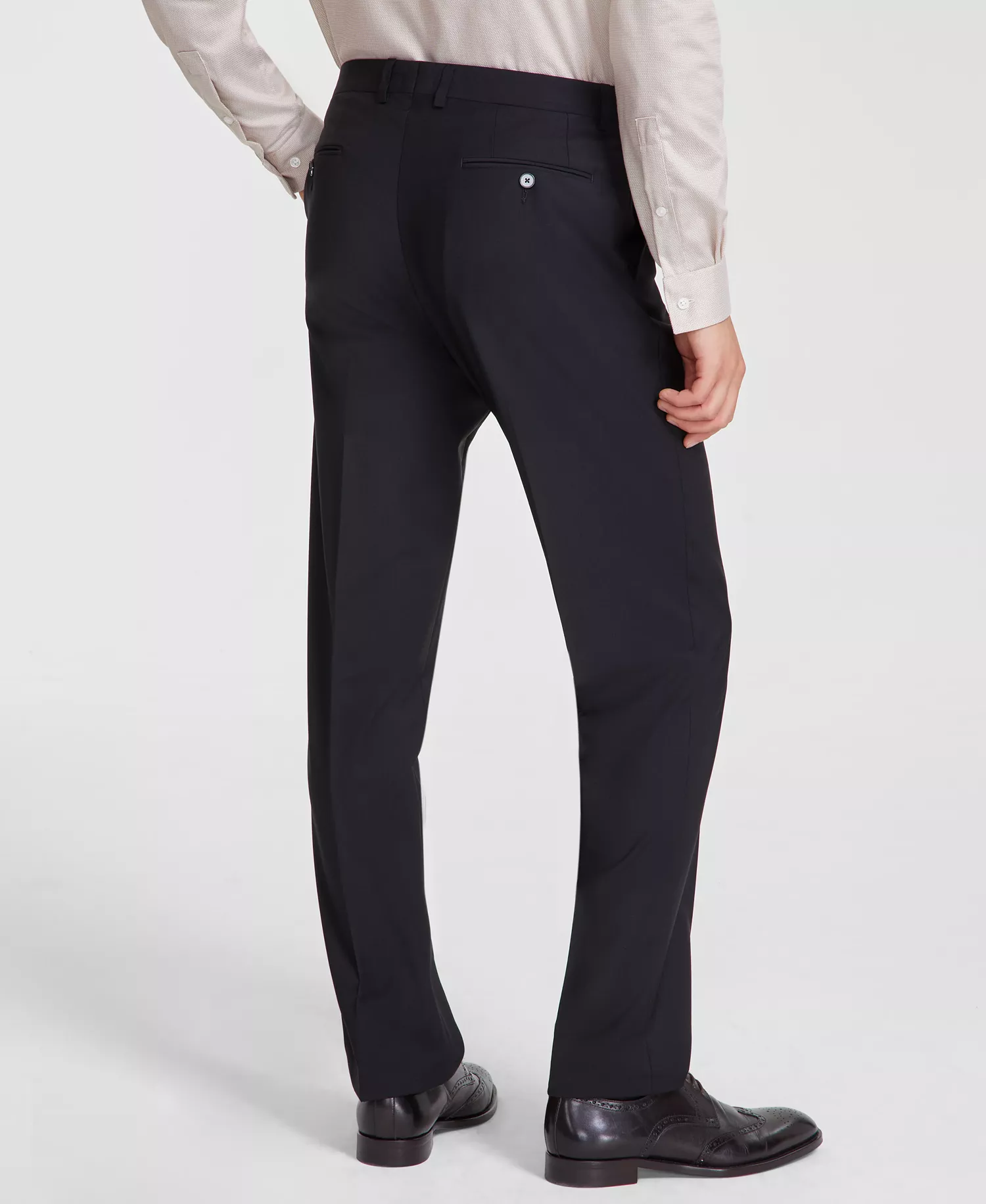 Men's Slim-Fit Wool-Blend Stretch Suit Pants - Black - 28 - 29