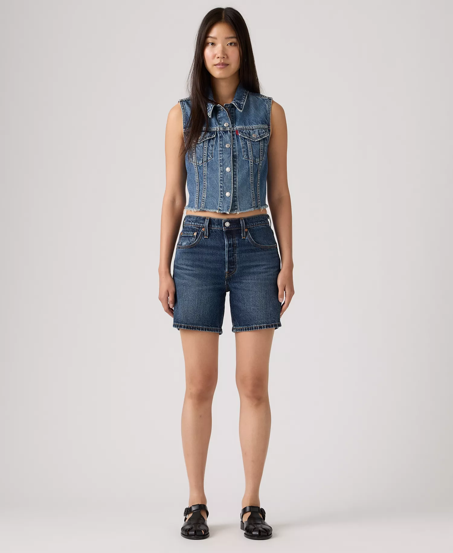 501® Mid-Thigh High Rise Straight Fit Denim Shorts - Believe Not Short - 24