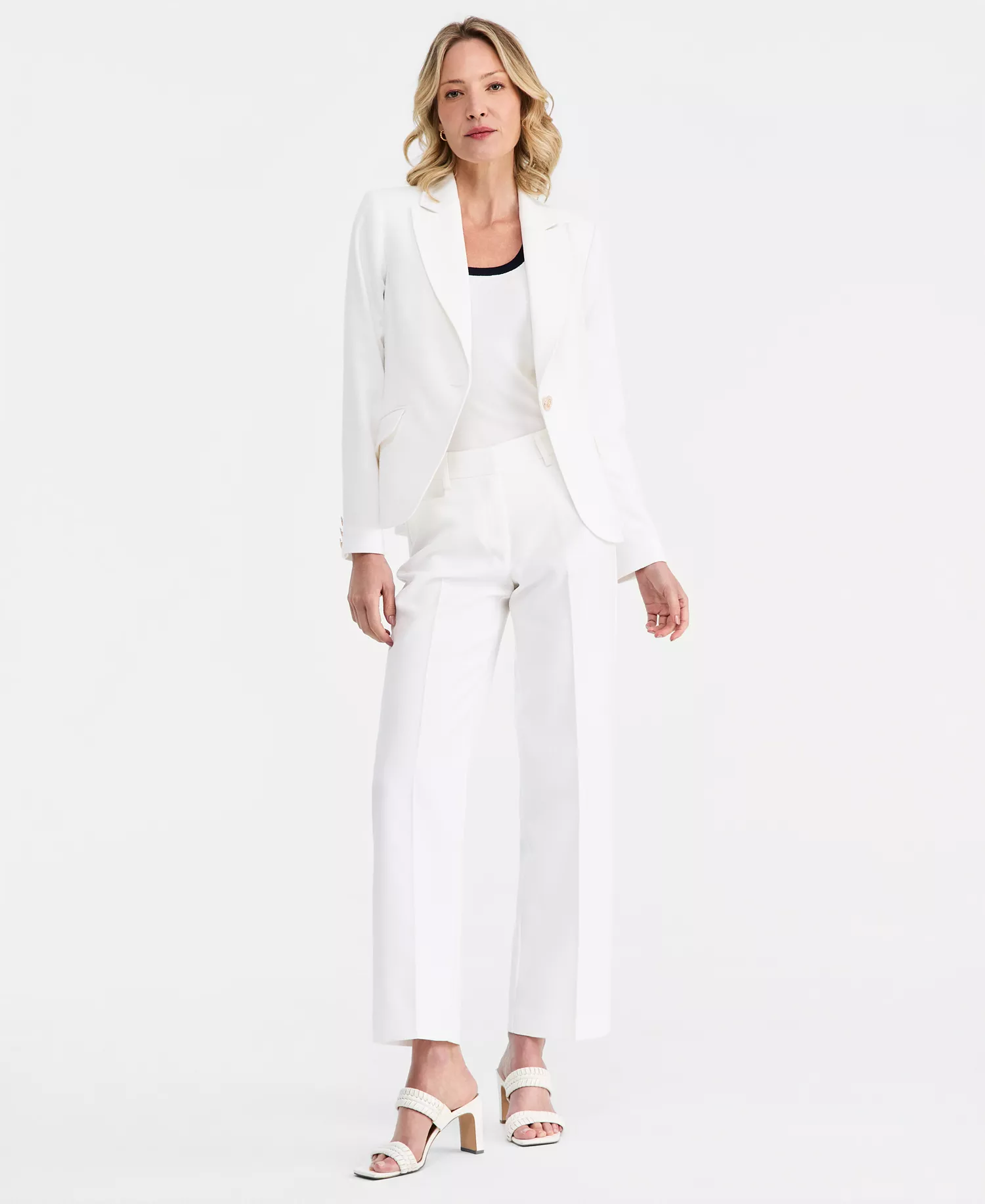 Women's Scoop-Neck Sleeveless Top - Ivory Navy - L