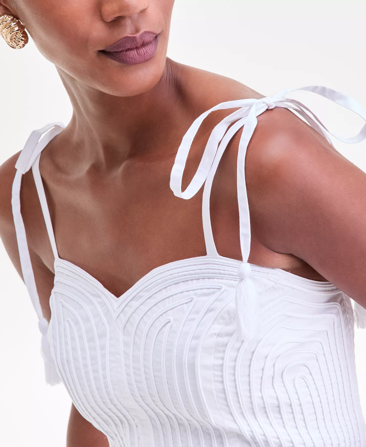 Women's Sweetheart Neckline Tie-Strap Tank Top, Macy's Exclusive - Bright White - L