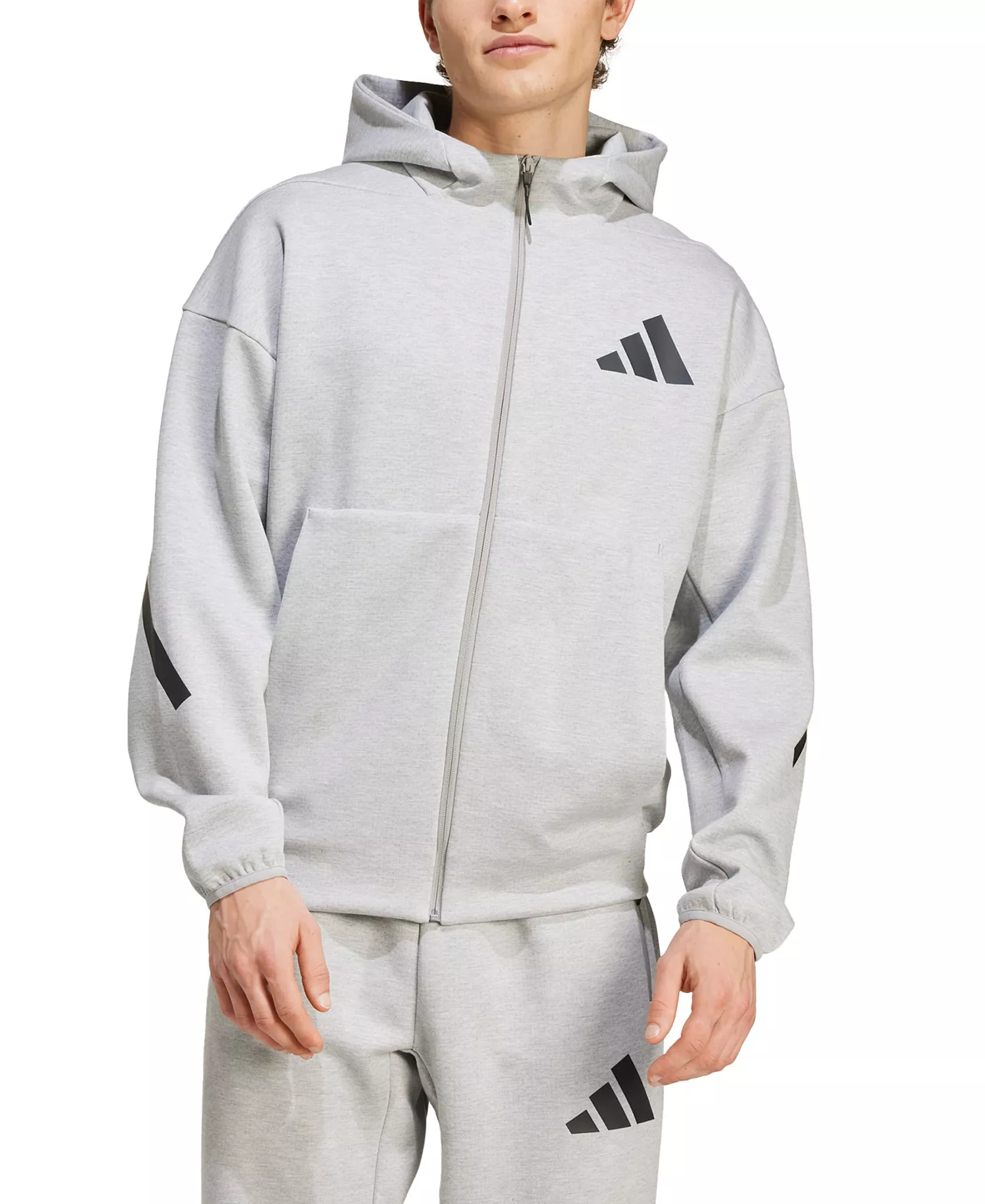 Men's Full Zip Hooded Sweatshirt - Gray heather - 2XL