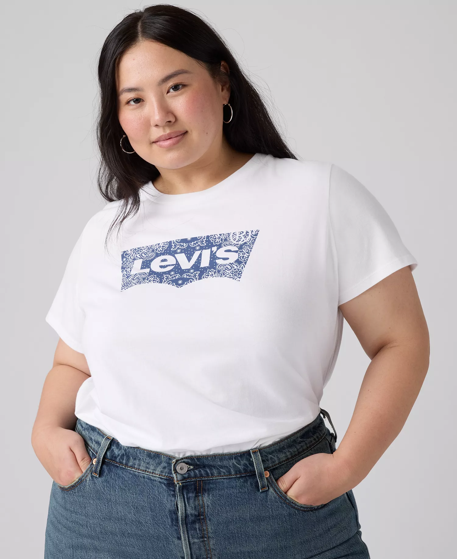 Trendy Plus Size Perfect Logo Cotton T-Shirt - Bandana Bright White - 1X