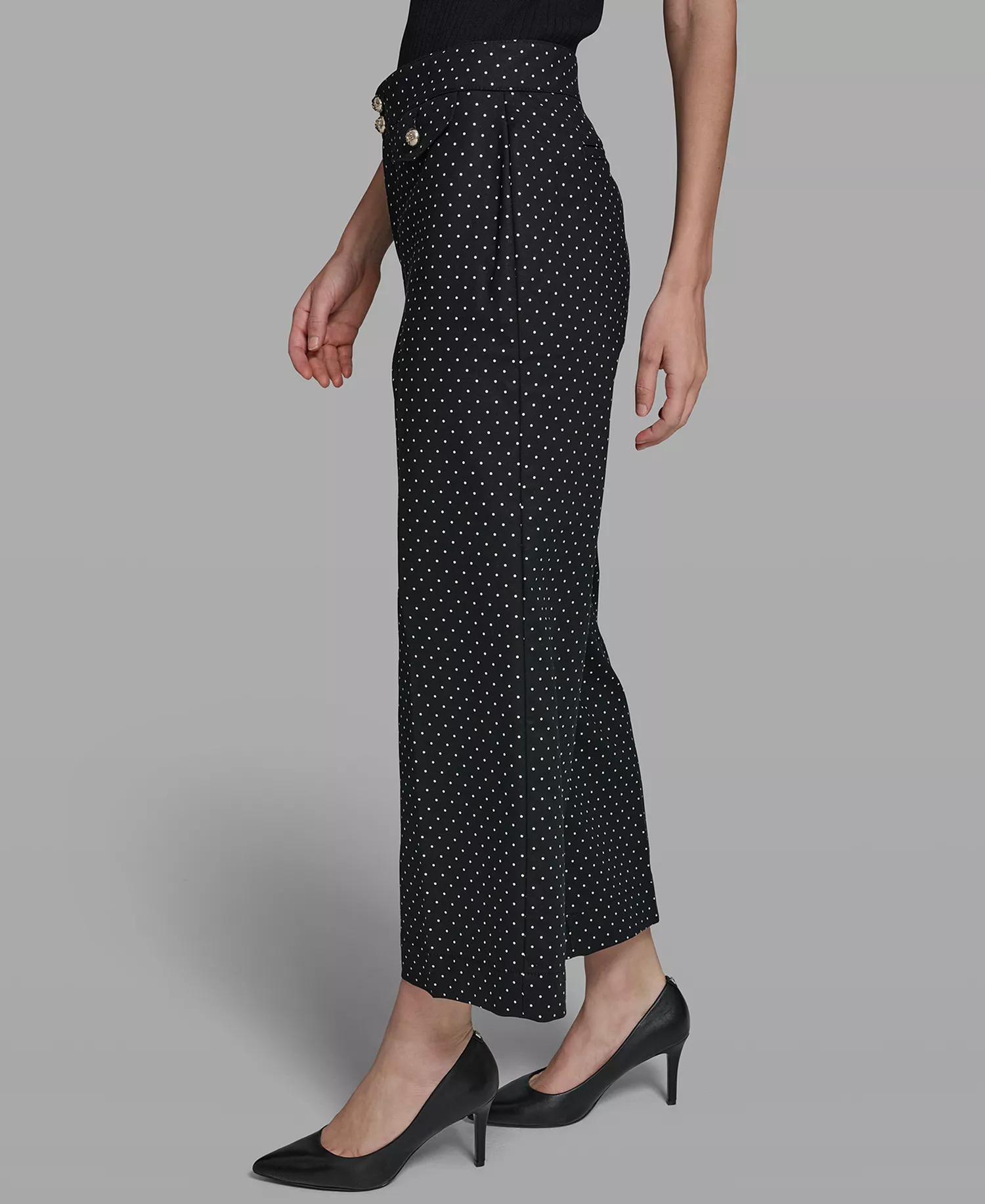 Petite Flap Pocket Ankle Pants - Black/Bisque - 10P